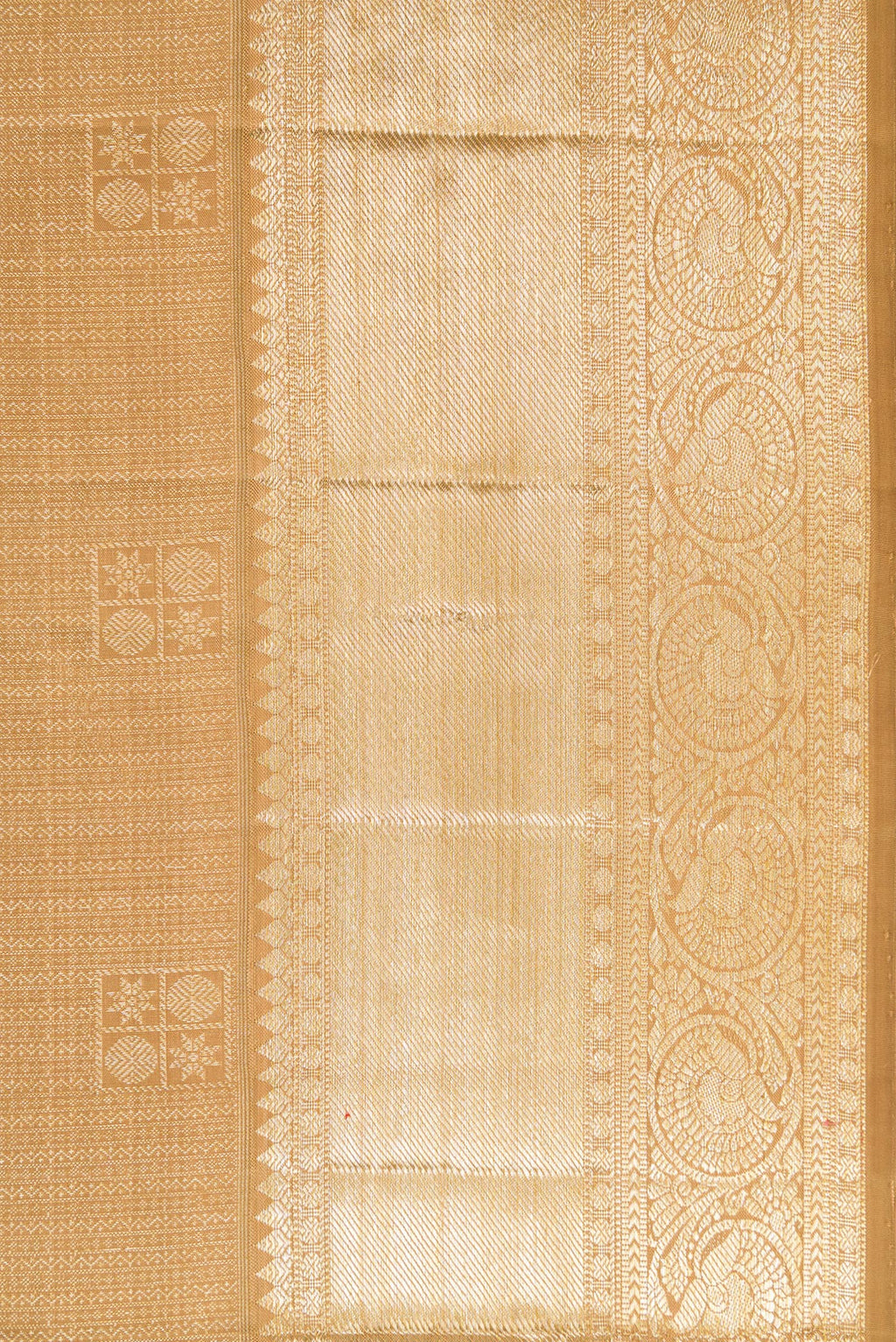 Border image of Dark Beige Dual Tone Kanchipuram Silk Saree with Zari Brocade on the body and Zari Border. 