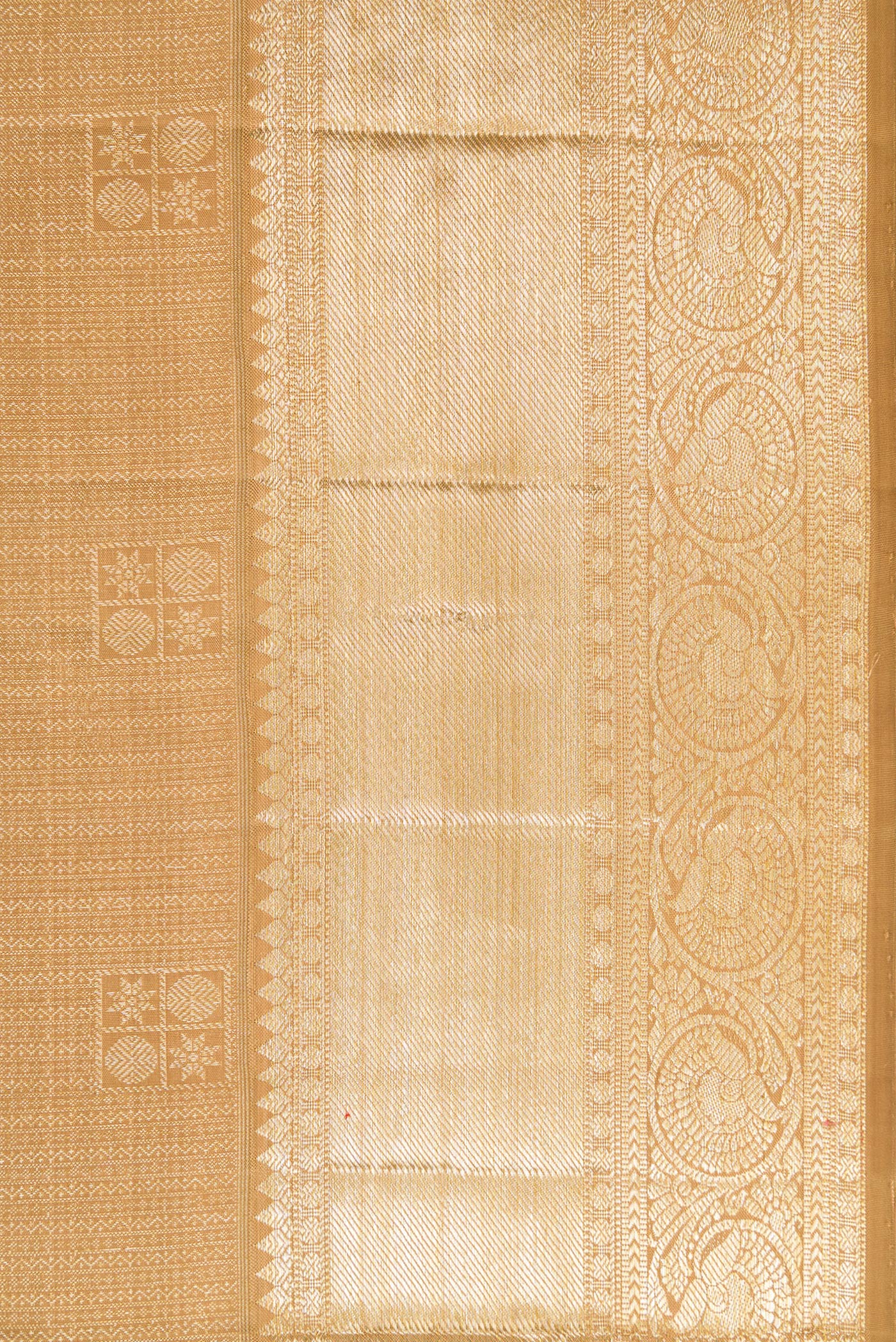 Border image of Dark Beige Dual Tone Kanchipuram Silk Saree with Zari Brocade on the body and Zari Border. 