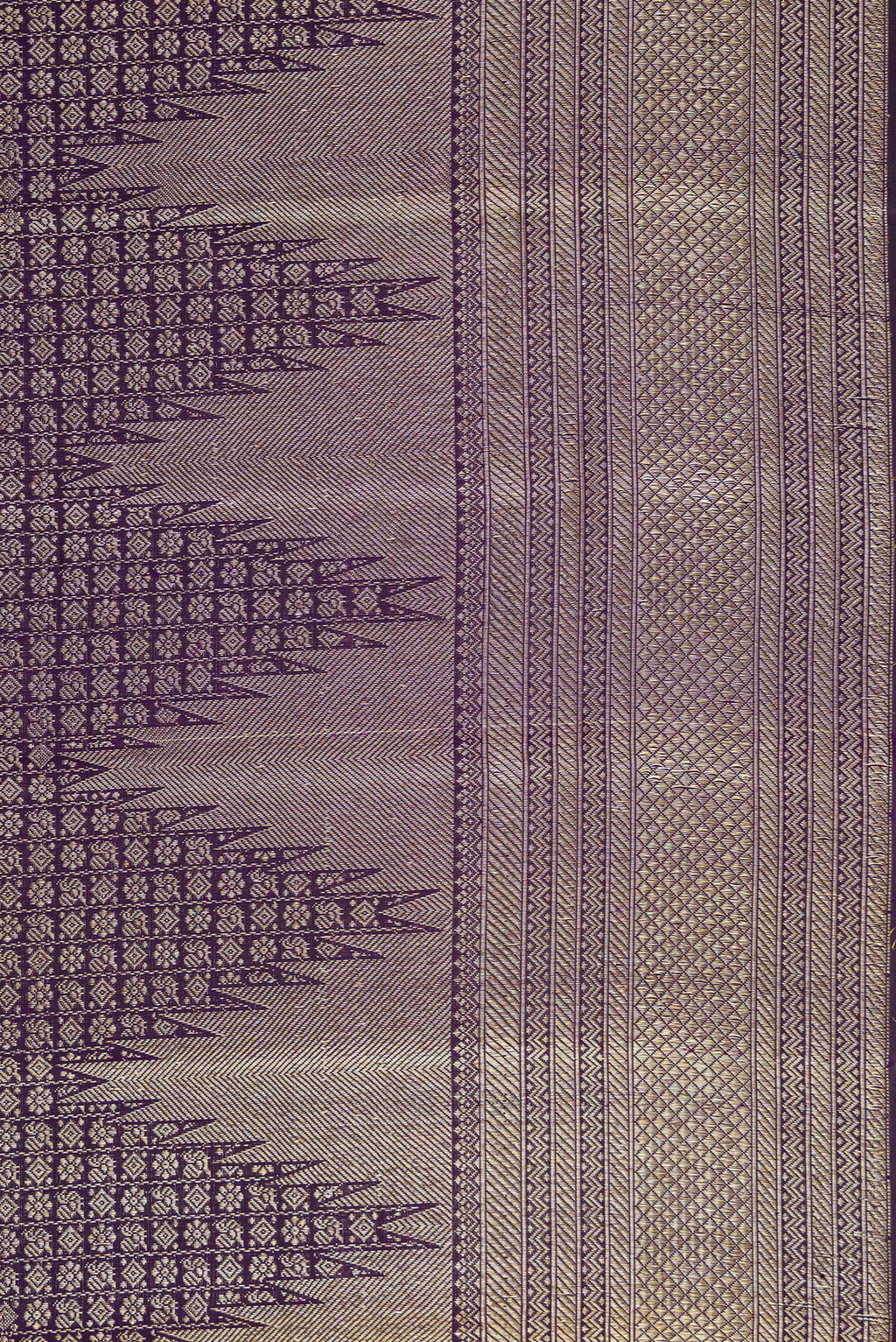 Border image of Violet Dual Tone Kanchipuram Silk Saree with Zari Brocade on the body and Zari Border. 