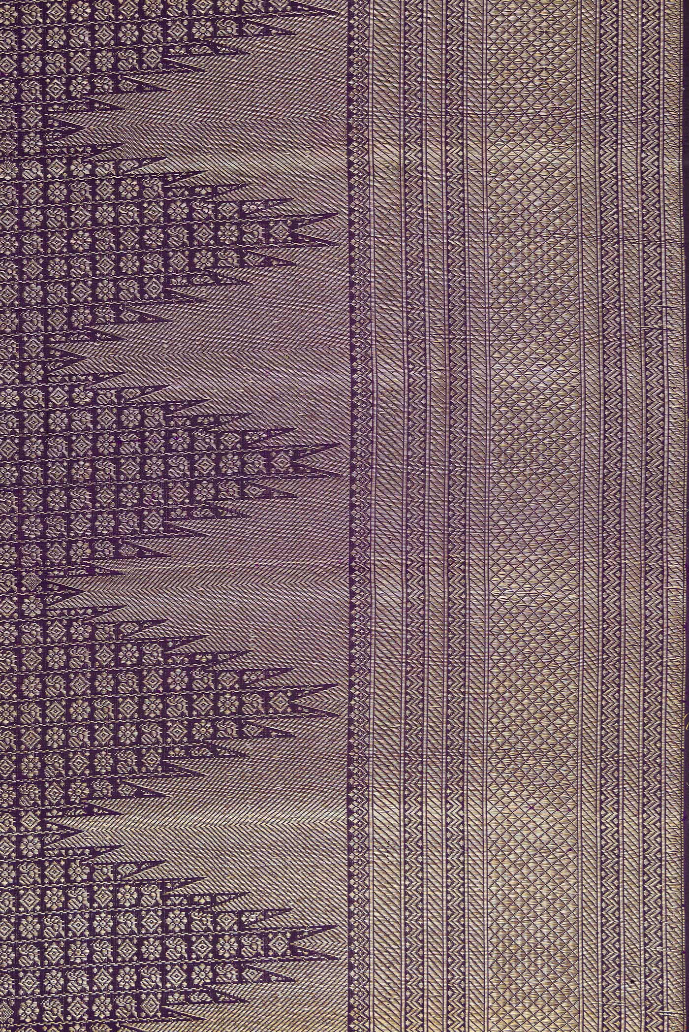 Border image of Violet Dual Tone Kanchipuram Silk Saree with Zari Brocade on the body and Zari Border. 