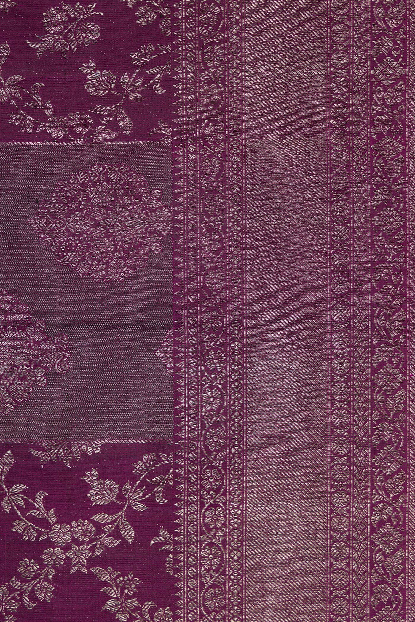 Border image of Burgundy Dual Tone Kanjivaram Silk Saree with Zari Brocade on the body and Zari Border. 