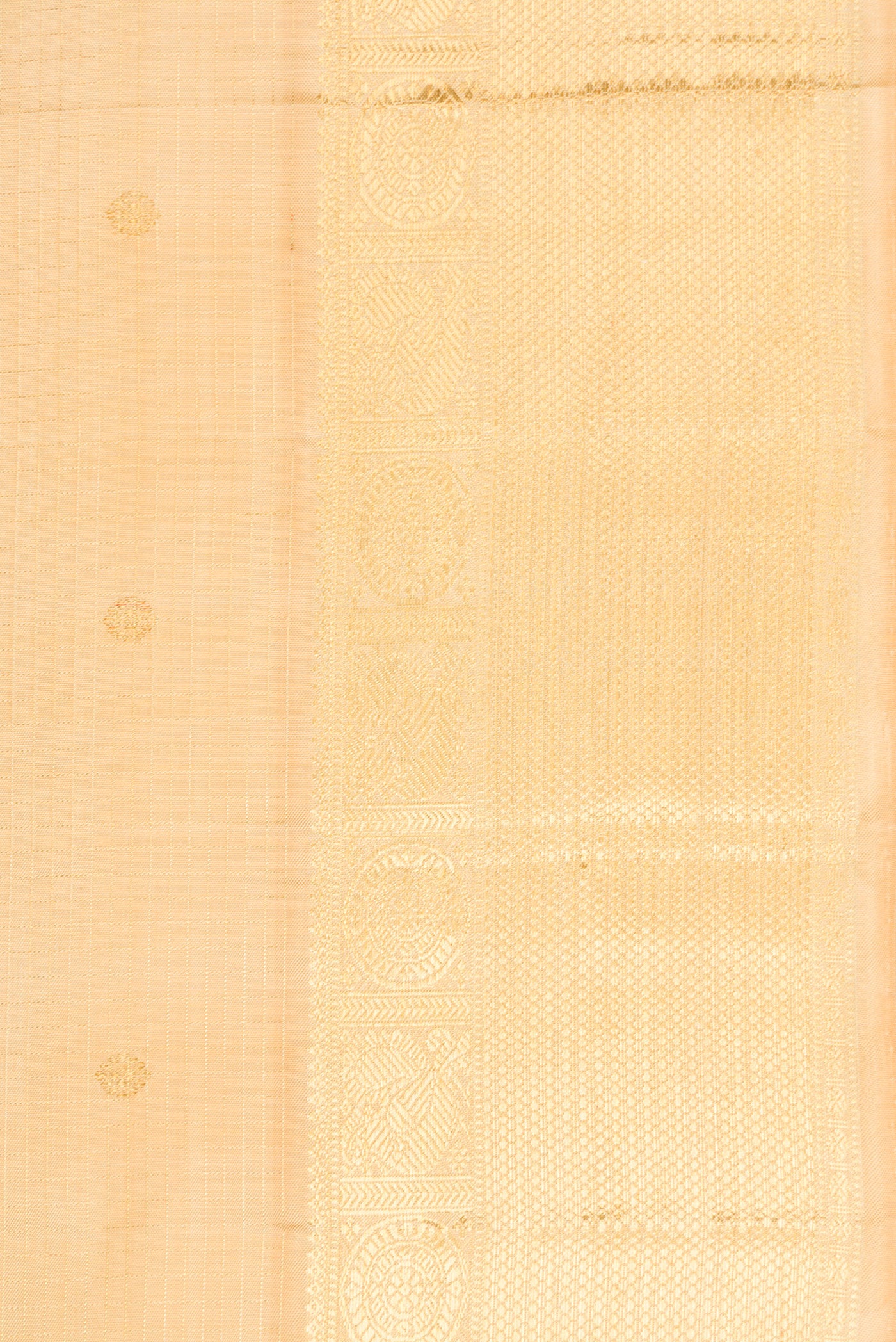 Border image of Pure Silk Pure Zari Sandal Dual Tone Kanjivaram Saree with Zari Butta on the body and Zari Border. 
