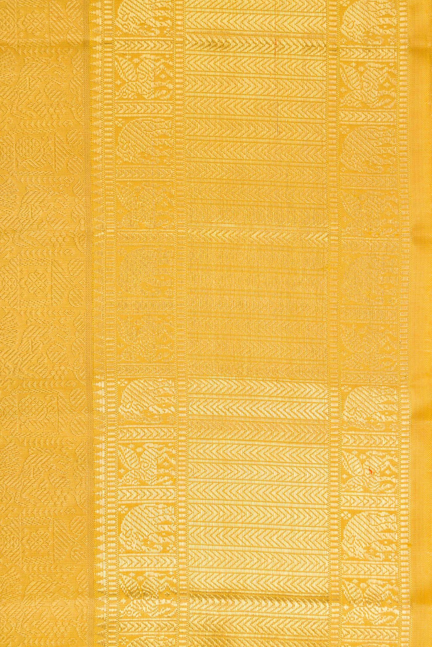 Border image of Pure Silk Pure Zari Mustard Dual Tone Kanjivaram Saree with Zari Brocade on the body and Zari Border. 