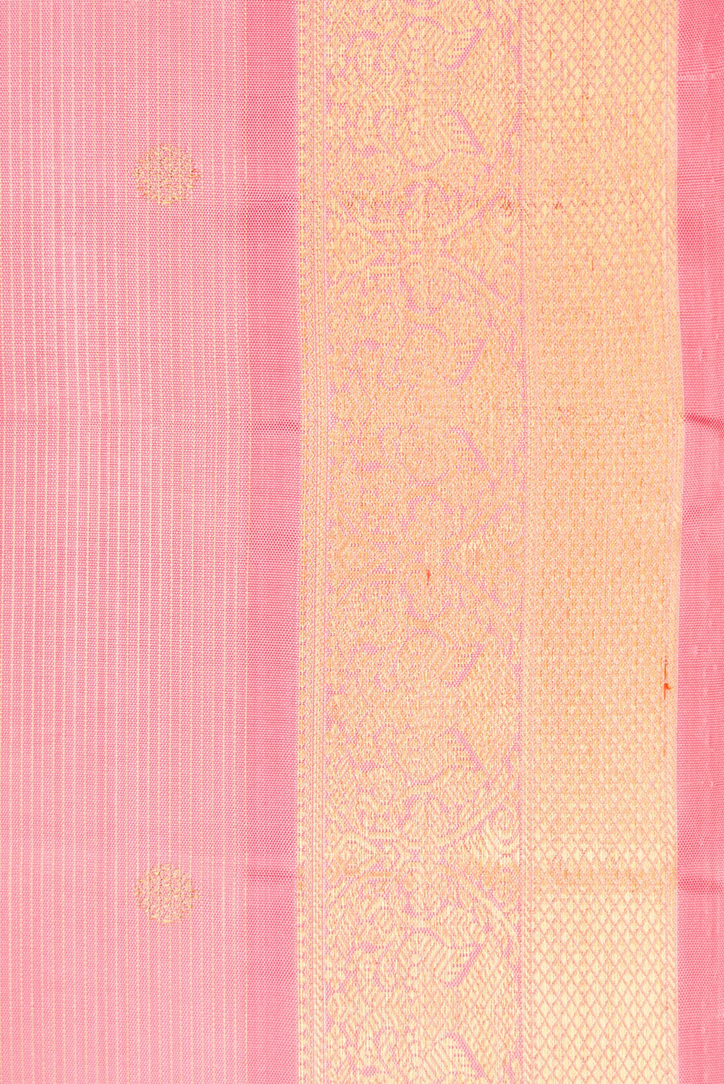 Border image of Pure Silk Pure Zari Pink Dual Tone Kanjivaram Saree with Stripes on the body and Zari Border. 