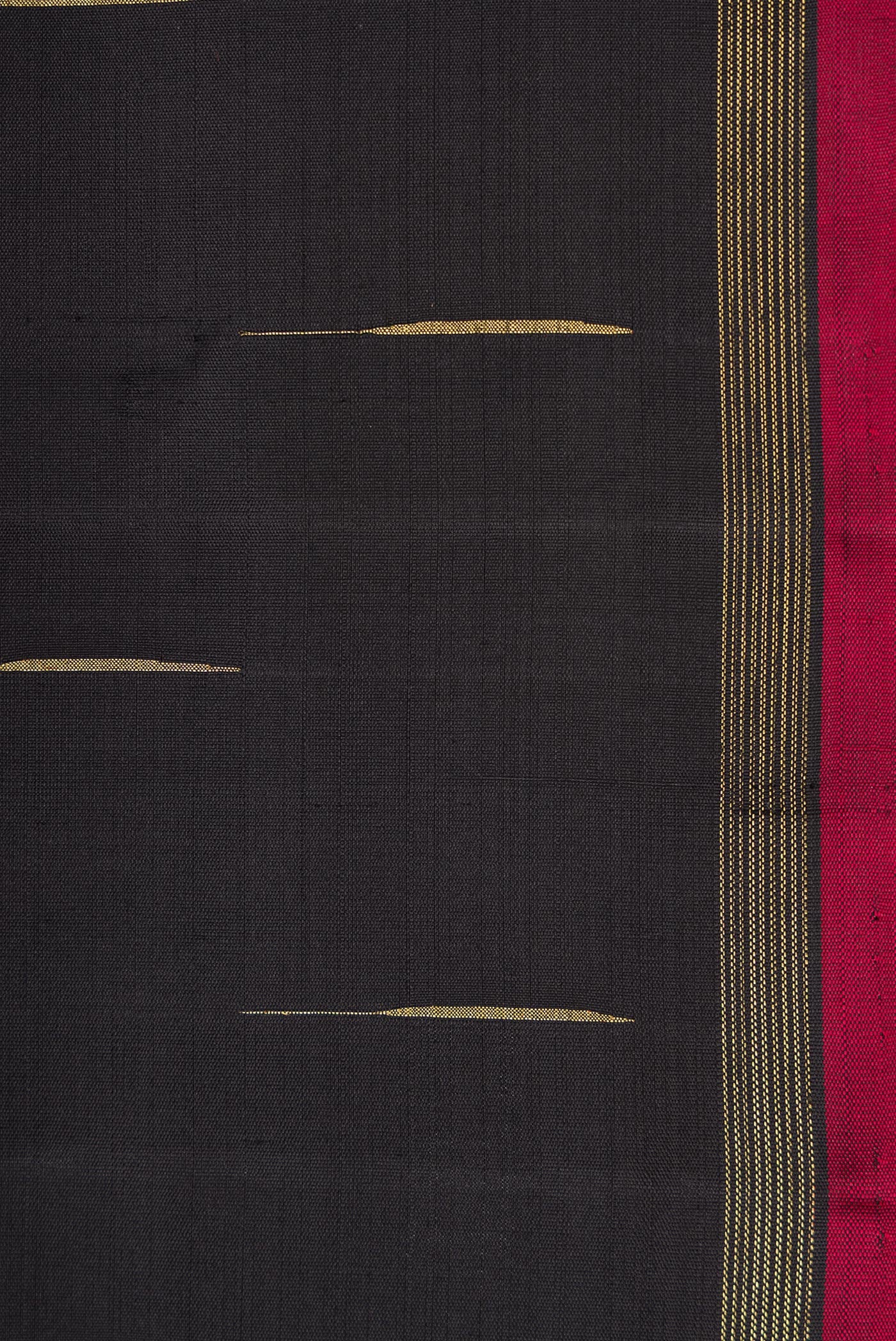 Border image of Black Dual Tone Kanjivaram Silk Saree with Zari Butta on the body and Zari Border. 