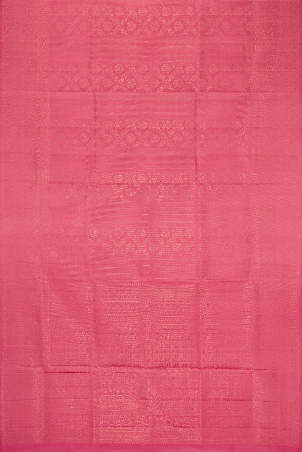 Flat view of Pink Dual Tone Soft Silk Saree with Zari Butta on the body and Zari Border. 