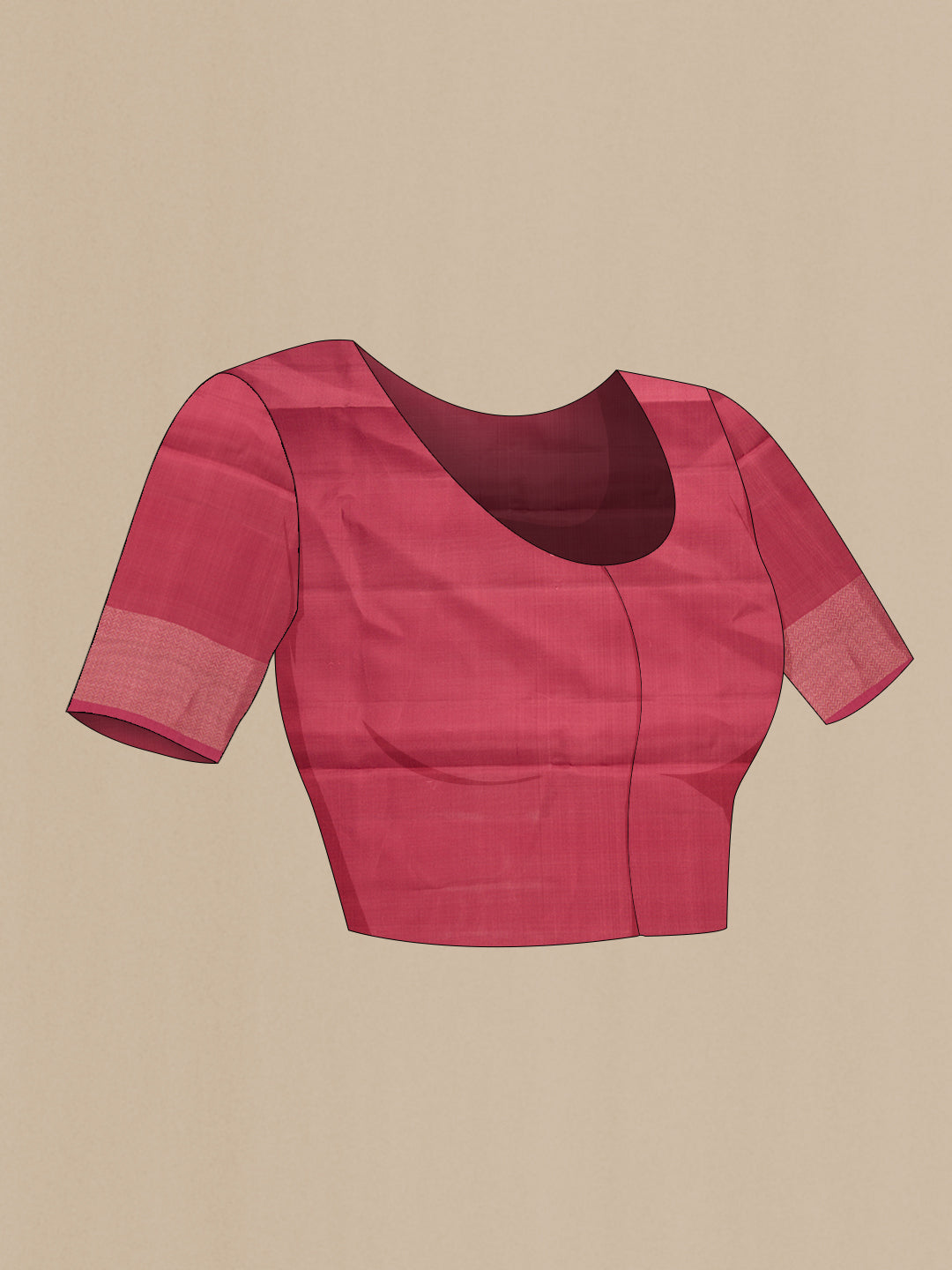 Close up image of the blouse of Mauve Dual Tone Soft Silk Saree with Zari Butta on the body and Without Border. 
