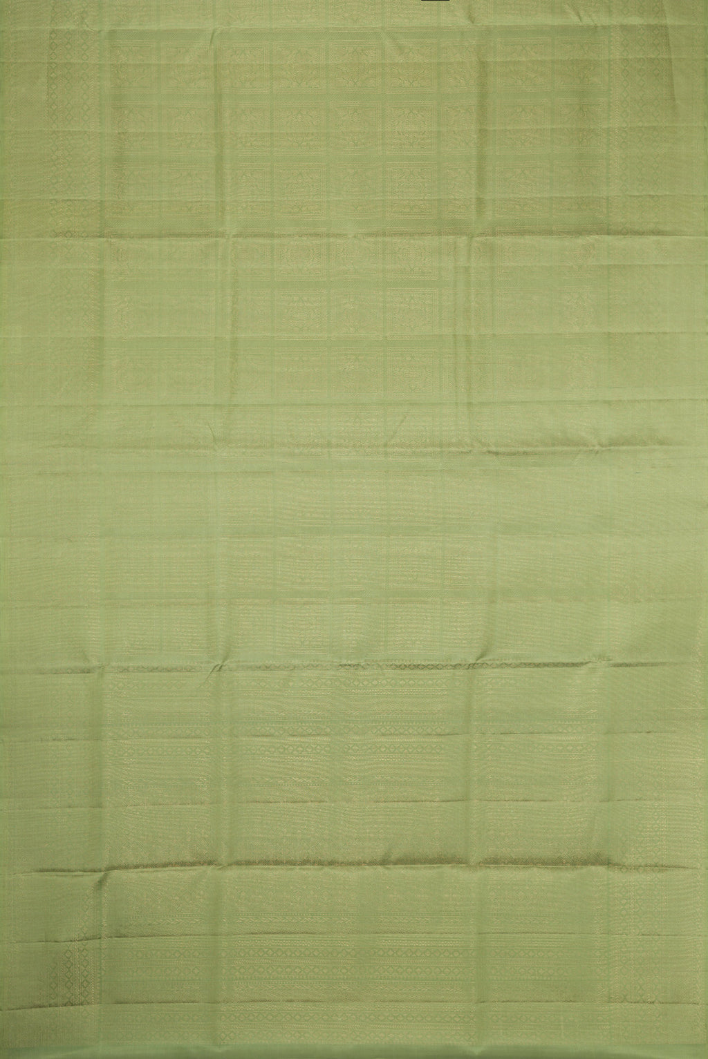 Flat view of Green Dual Tone Soft Silk Saree with Zari Brocade on the body and Zari Border. 
