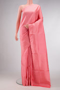 Peach Dual Tone Soft Silk Saree with Zari Brocade on the body and Fancy Border.  displayed on a mannequin