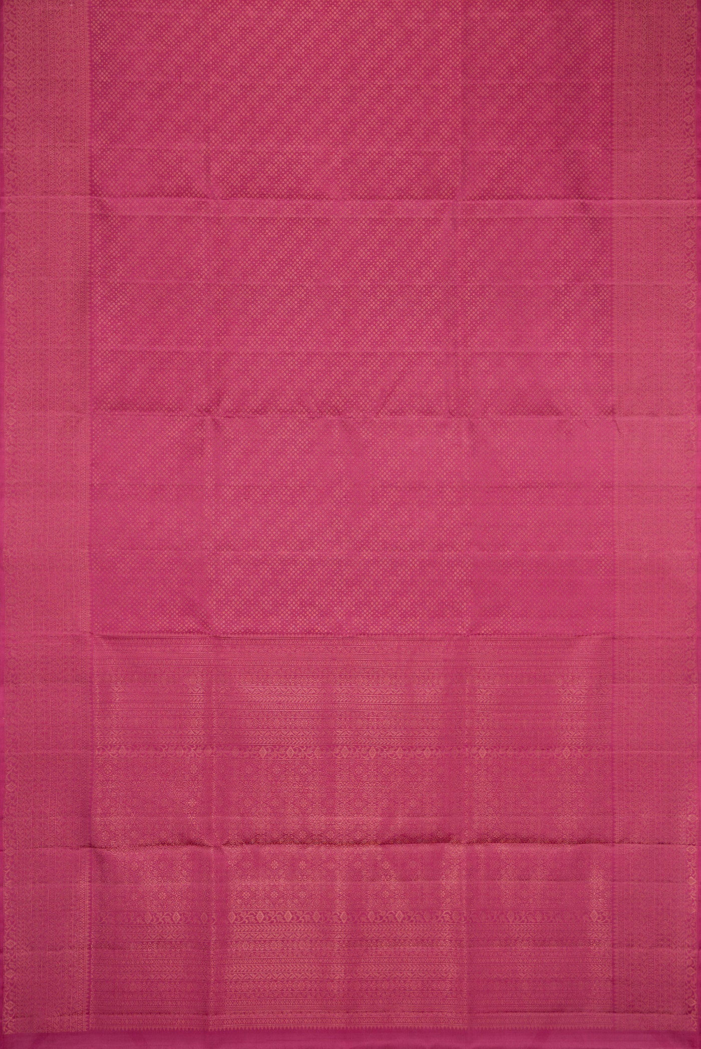 Flat view of Pink Dual Tone Soft Silk Saree with Zari Brocade on the body and Fancy Border. 