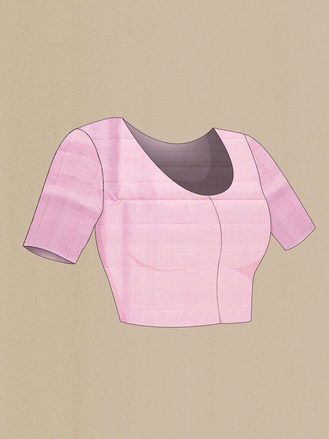 Close up image of the blouse of Pink Dual Tone Soft Silk Saree with Zari Brocade on the body and Fancy Border. 
