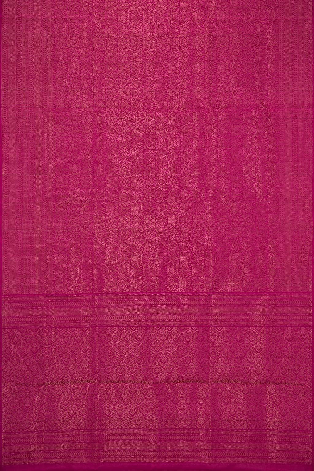 Flat view of Dark Pink Dual Tone Soft Silk Saree with Zari Brocade on the body and Fancy Border. 