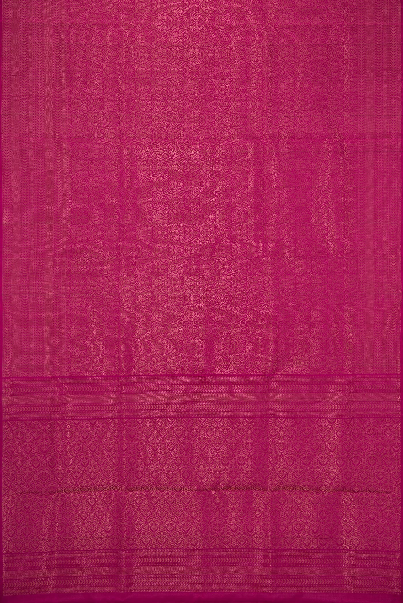 Flat view of Dark Pink Dual Tone Soft Silk Saree with Zari Brocade on the body and Fancy Border. 