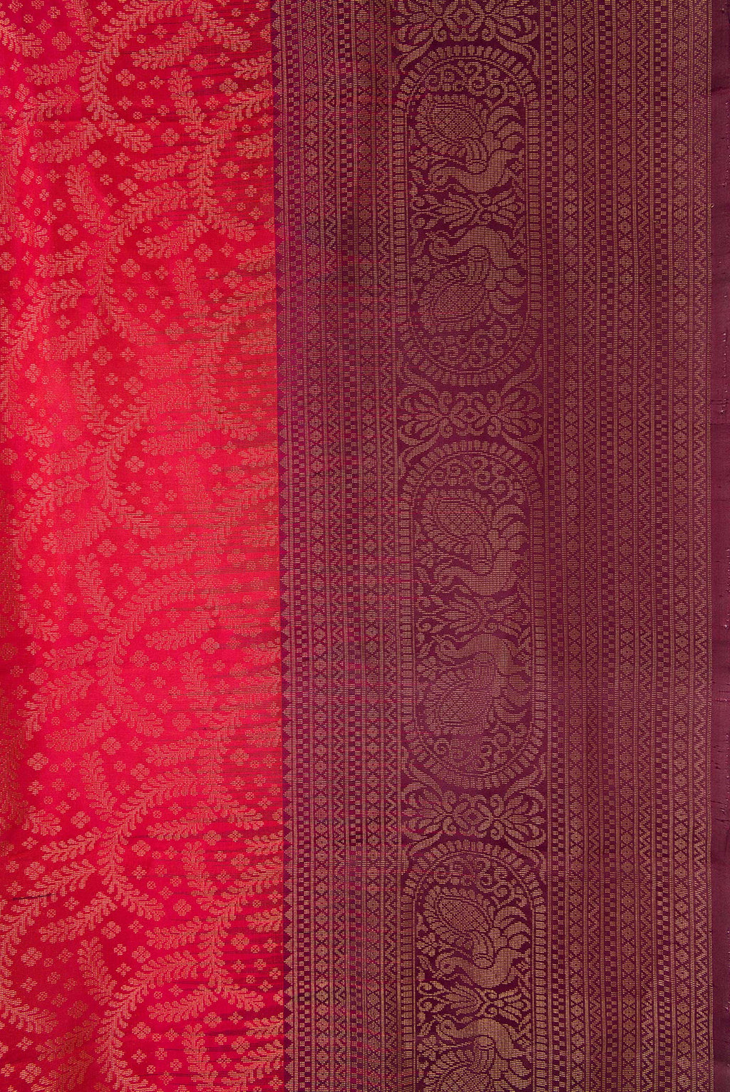 Border image of Brick Orange Dual Tone Soft Silk Saree with Zari Brocade on the body and Fancy Border. 