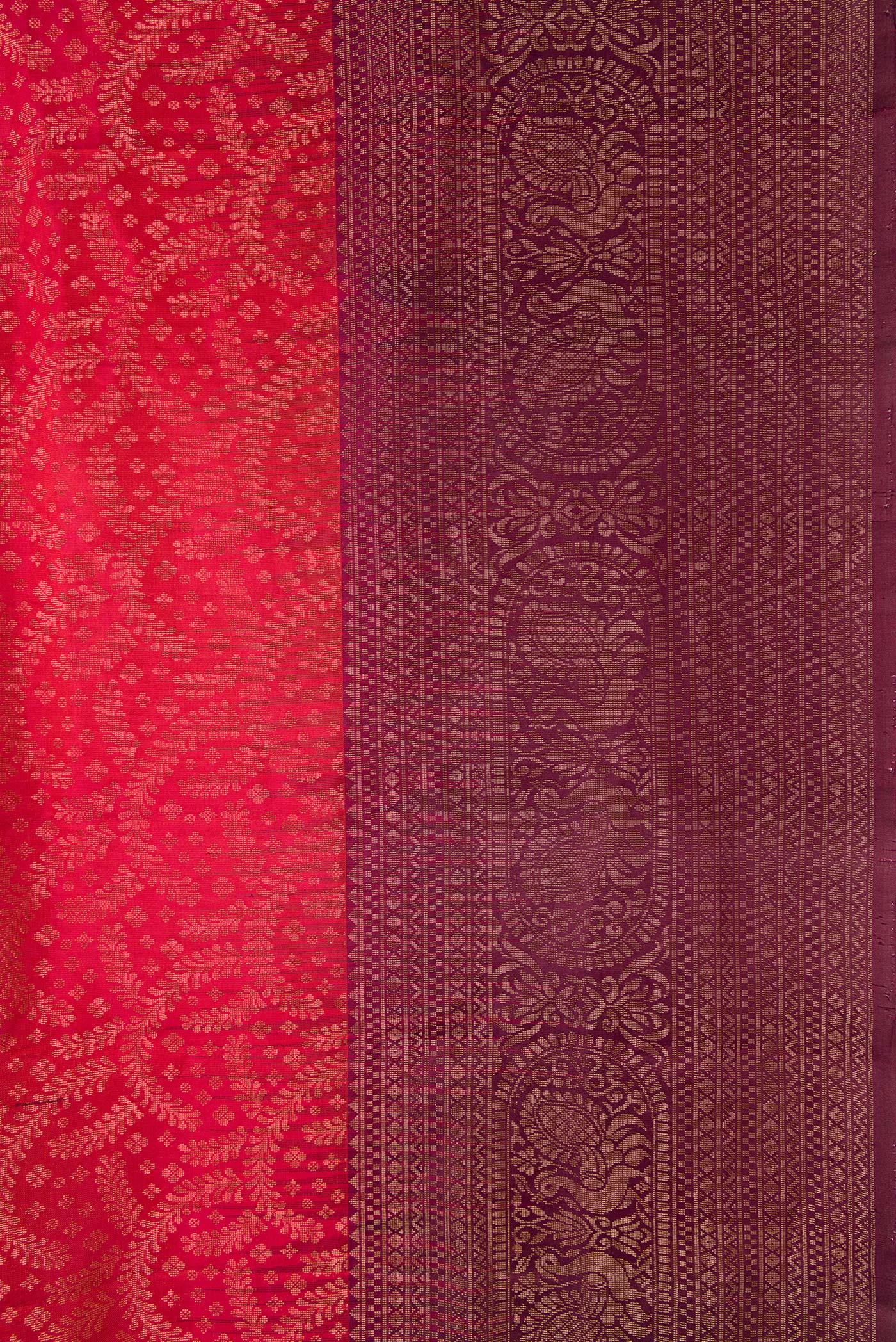Border image of Brick Orange Dual Tone Soft Silk Saree with Zari Brocade on the body and Fancy Border. 