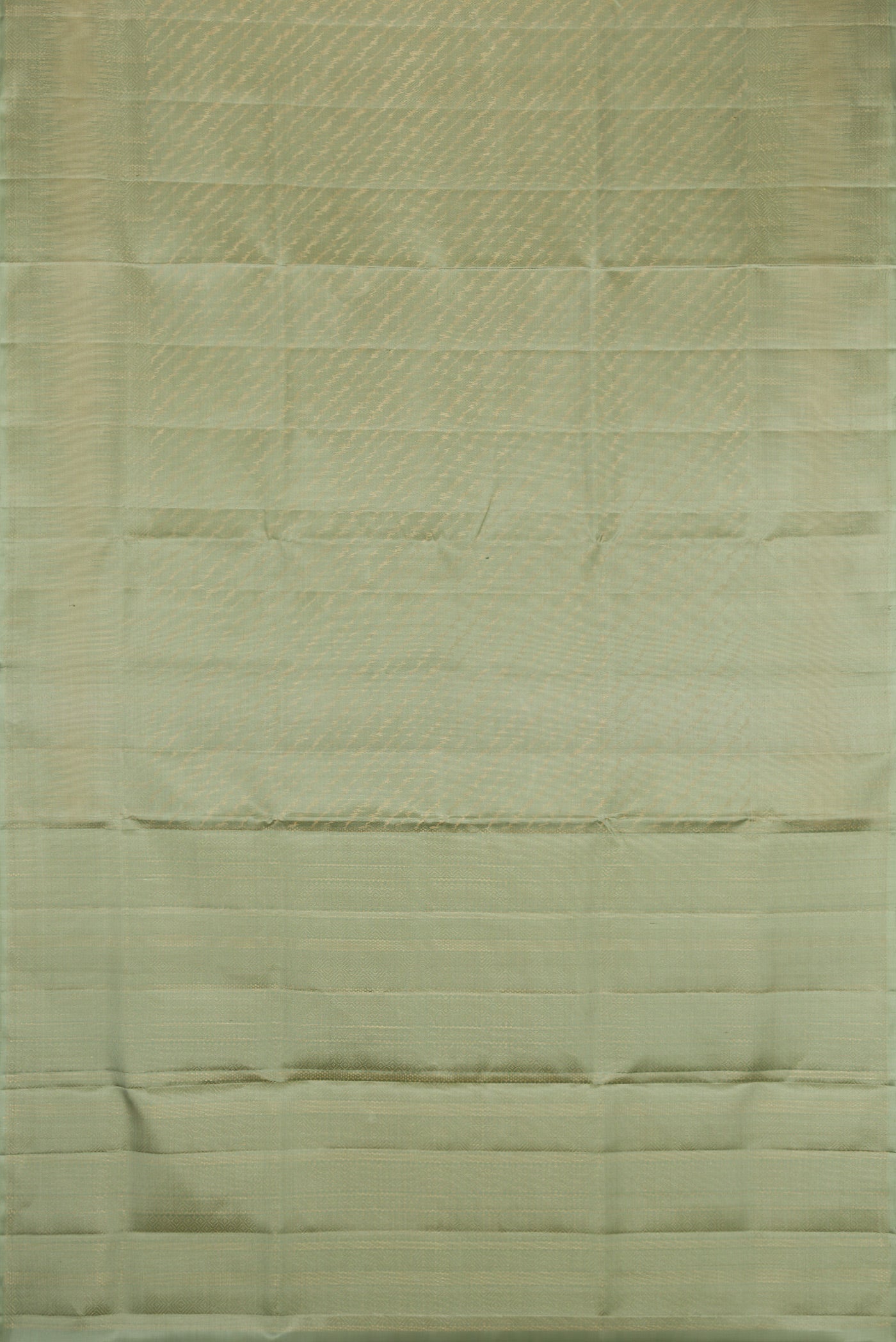Flat view of Pista Green Dual Tone Soft Silk Saree with Zari Brocade on the body and Fancy Border. 