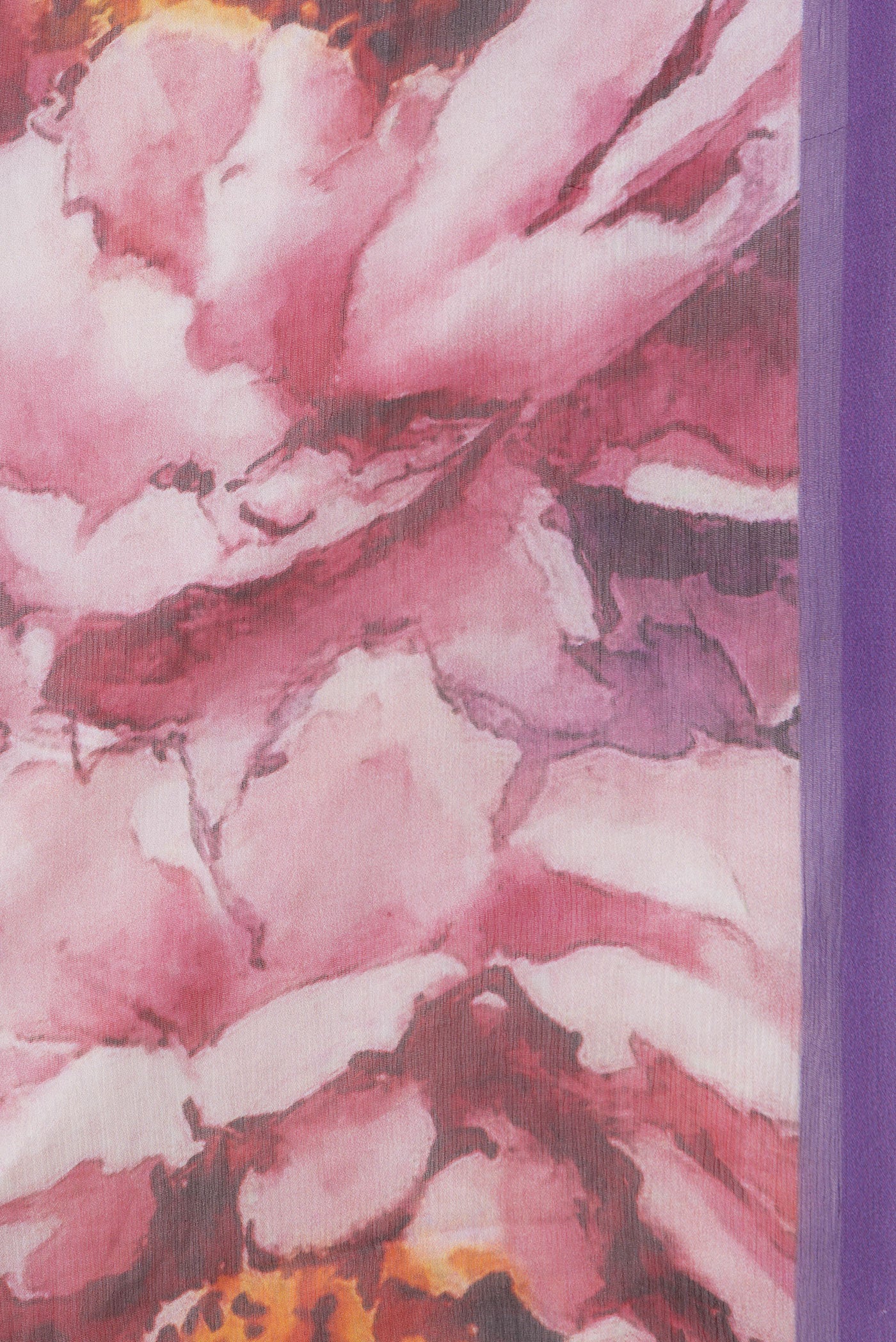 Border image of Pink Dual Tone Mysore Chiffon Saree with Printed design on the body and Without Border. 