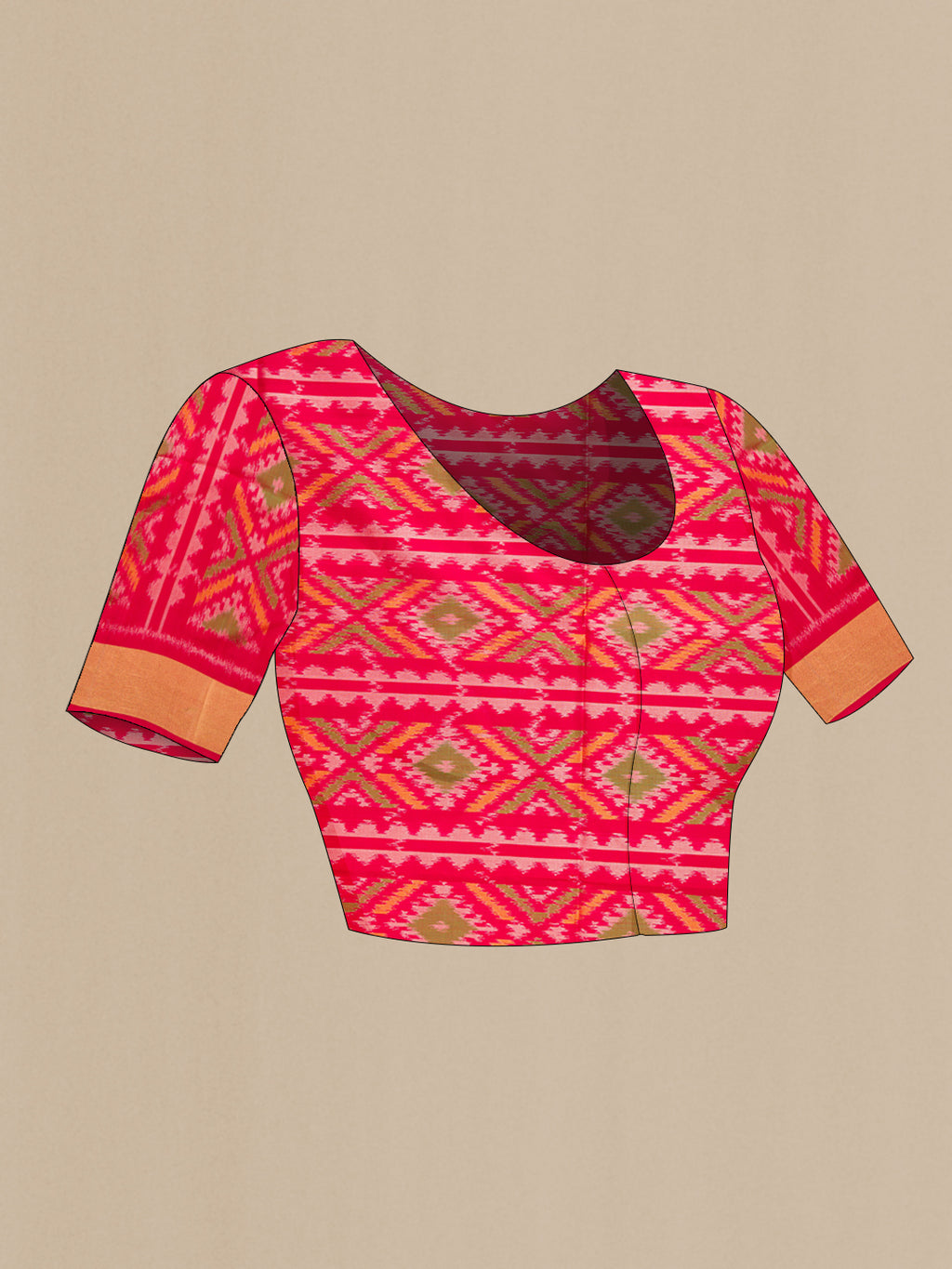Close up image of the blouse of Black Dual Tone Soft Silk Saree with Zari Butta on the body and Zari Border. 