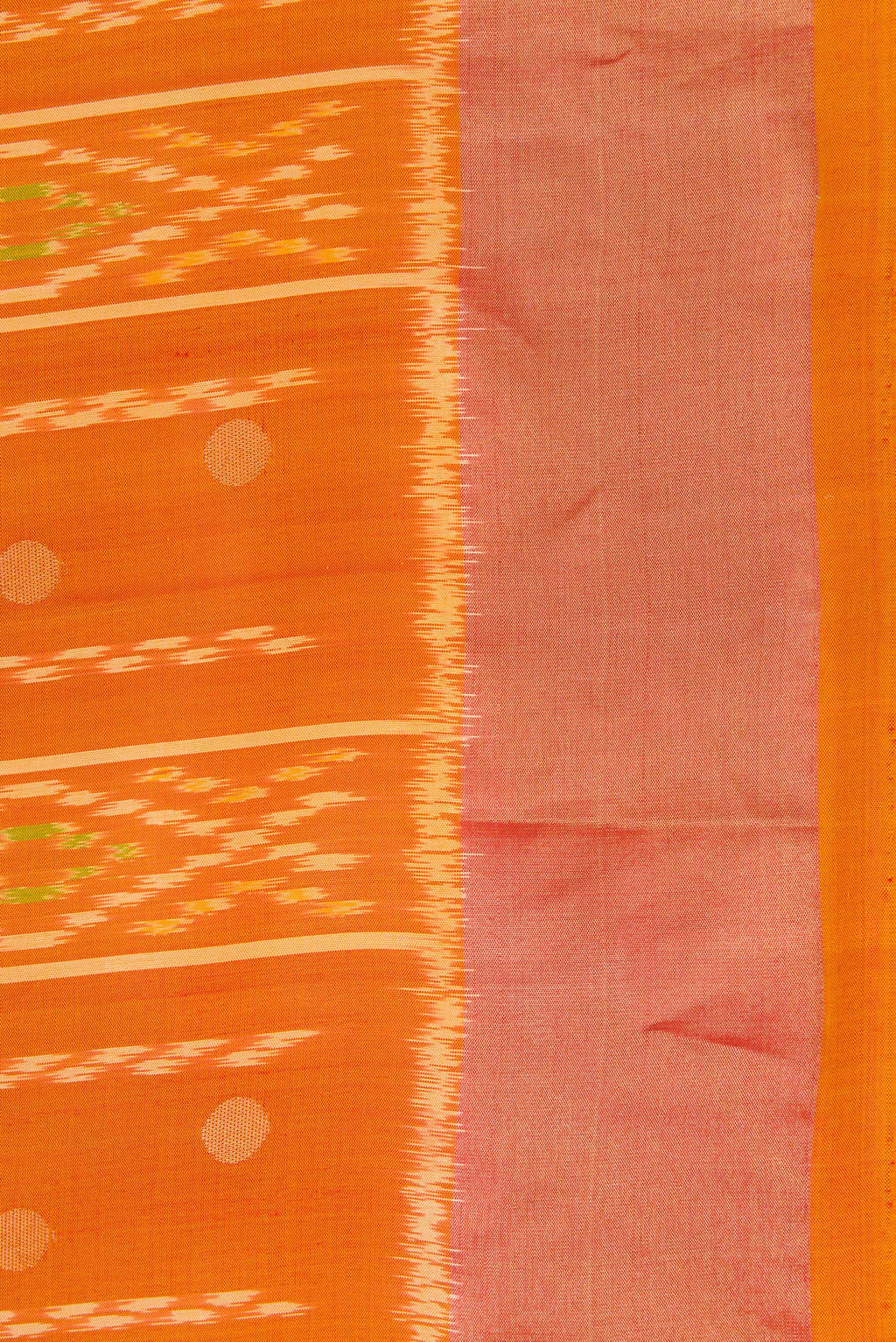 Border image of Mustard Dual Tone Soft Silk Saree with Ikat Print on the body and Zari Border. 