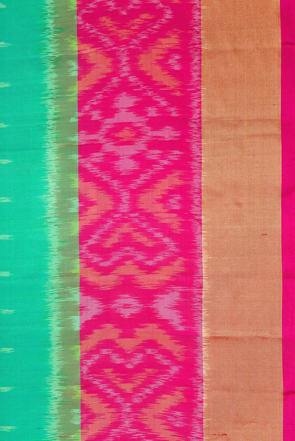 Border image of Green Dual Tone Soft Silk Saree with Ikat Print on the body and Ikat Border. 
