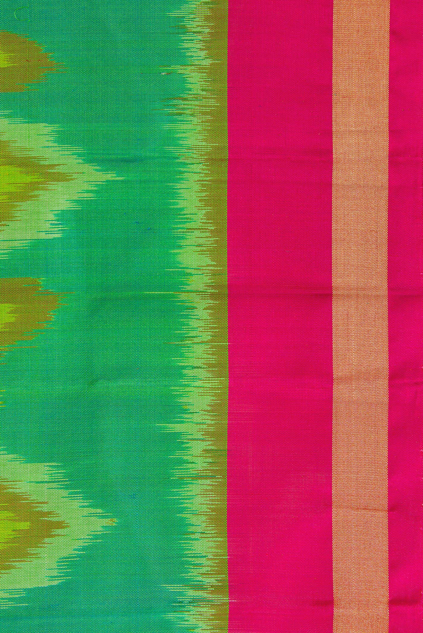 Border image of Green Dual Tone Soft Silk Saree with Ikat Print on the body and Zari Border. 