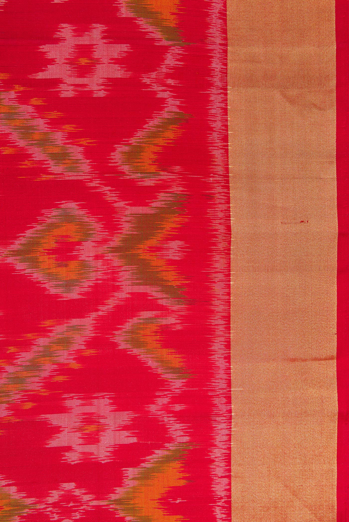 Border image of Navy Blue Dual Tone Soft Silk Saree with Ikat Print on the body and Ikat Border. 