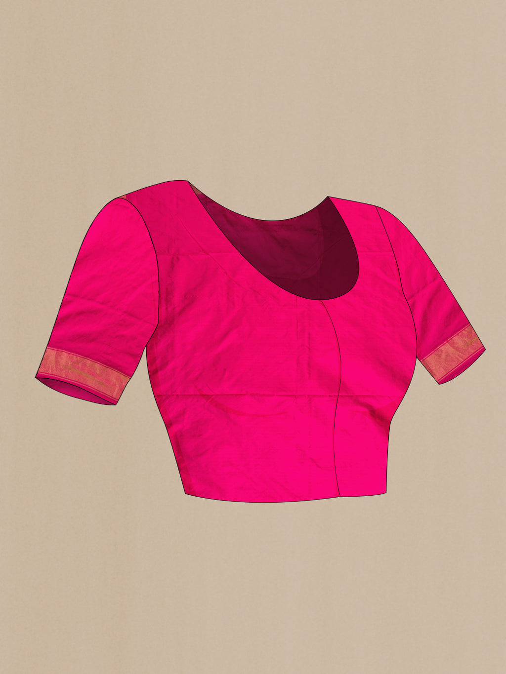 Close up image of the blouse of Pink Dual Tone Double Ikat Saree with Ikat Print on the body and Ikat Border. 