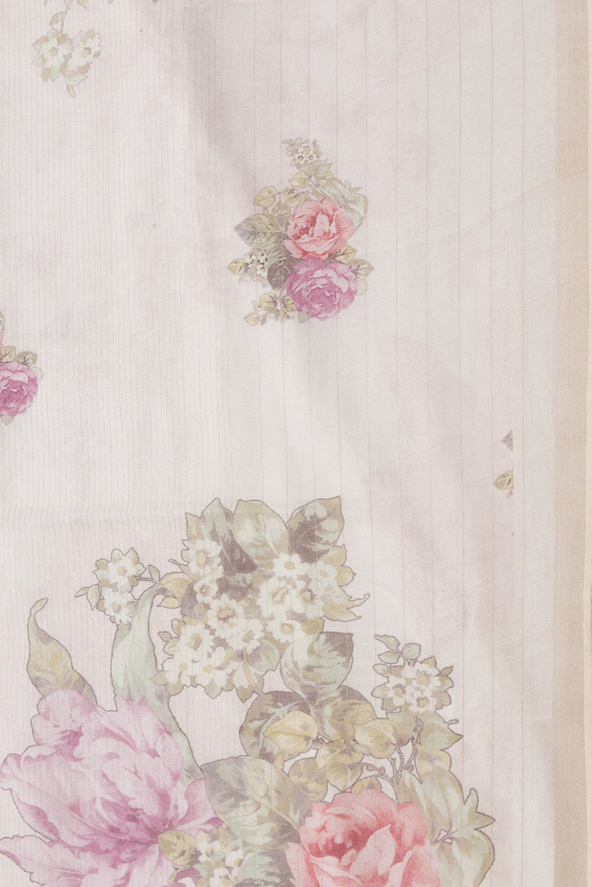 Border image of Beige Dual Tone Tussar Silk Saree with Printed design on the body and Zari Border. 