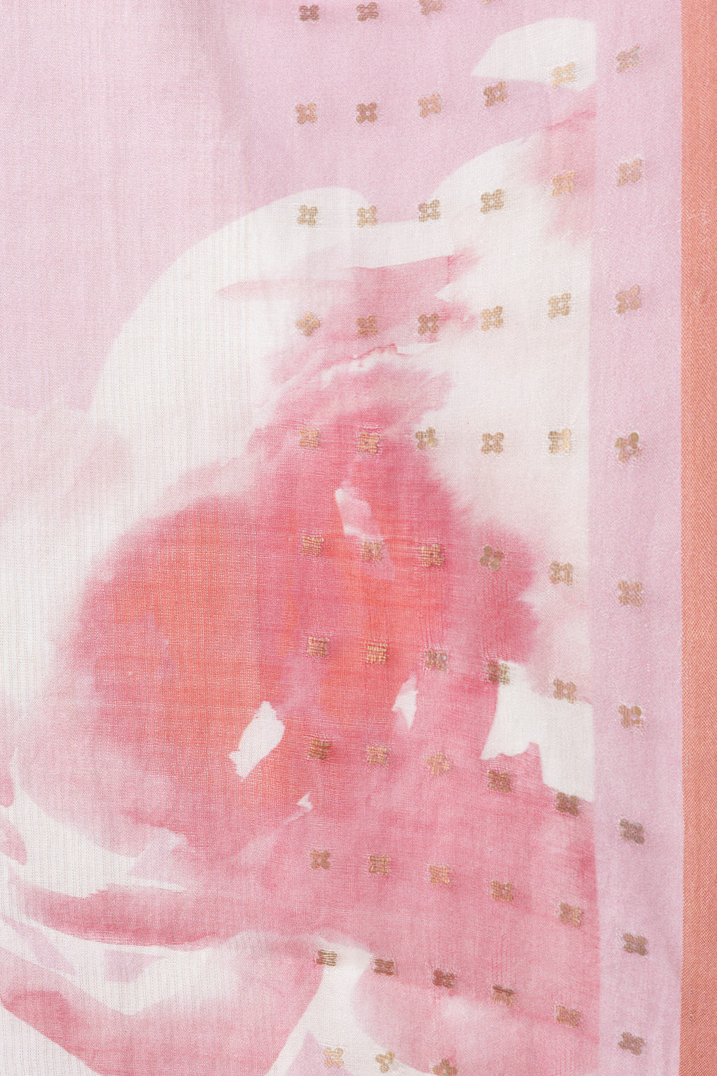 Border image of Pink Dual Tone Tussar Silk Saree with Printed design on the body and Embroidery Border. 