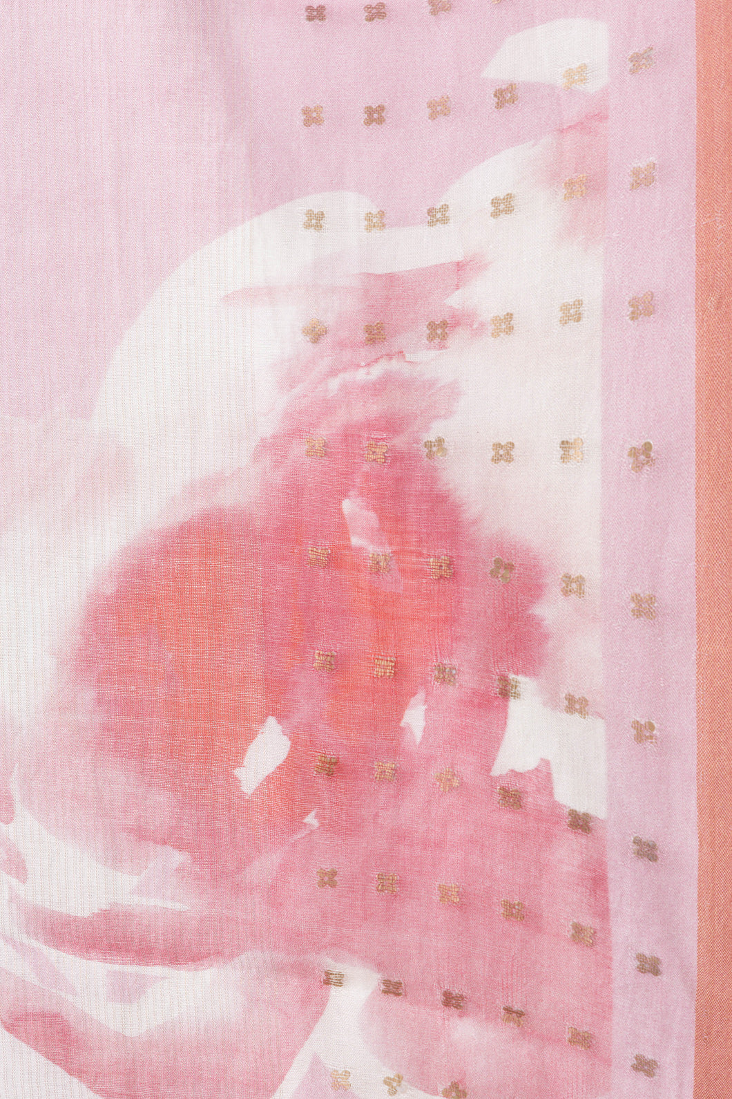 Border image of Pink Dual Tone Tussar Silk Saree with Printed design on the body and Embroidery Border. 