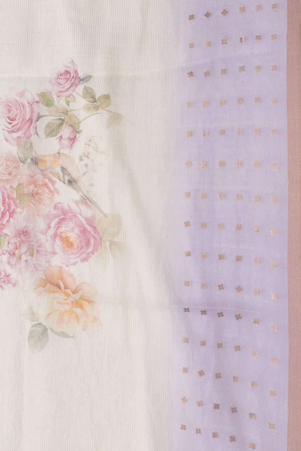 Border image of Sandal Dual Tone Tussar Silk Saree with Printed design on the body and Zari Border. 