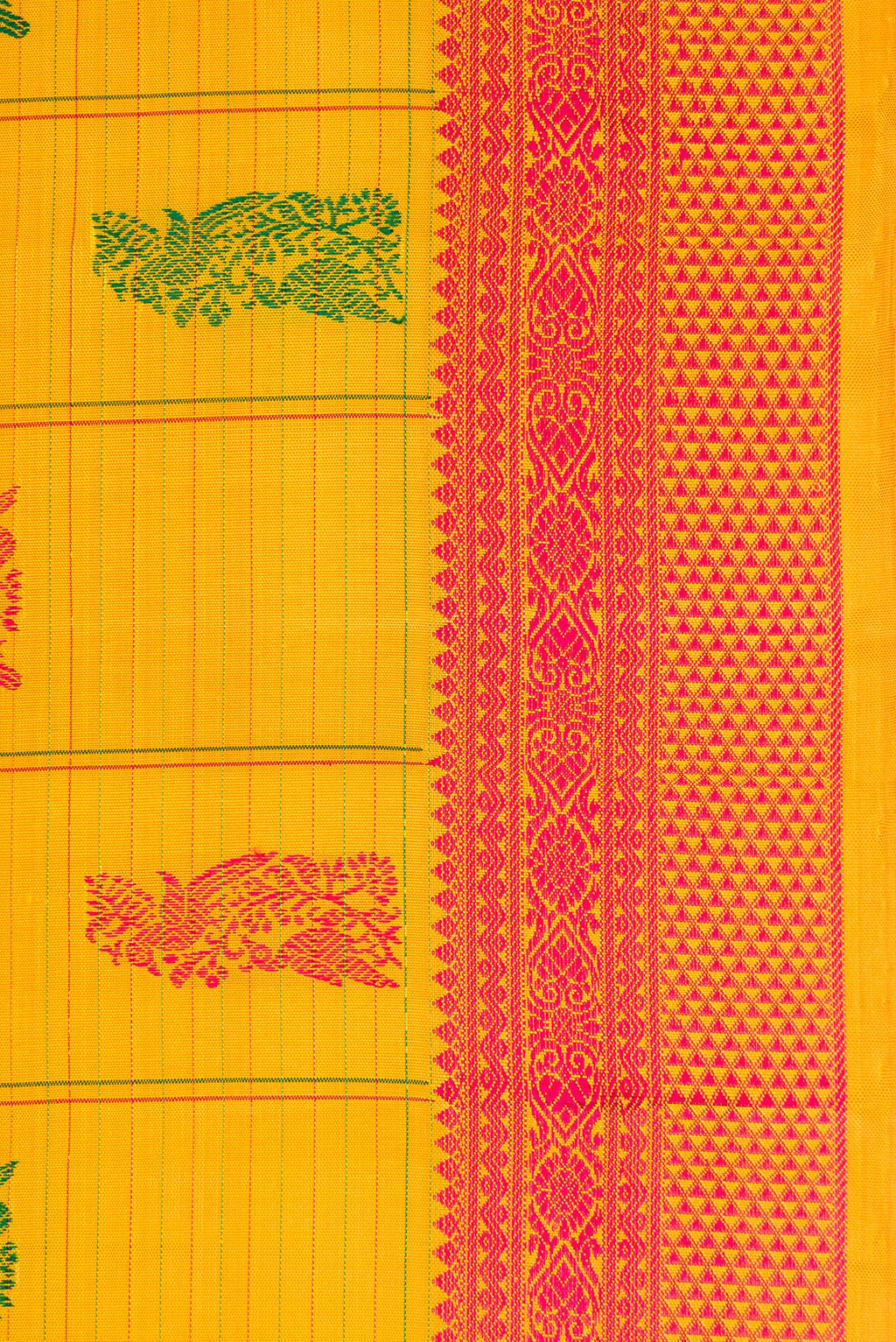 Border image of Mustard Dual Tone Kanchipuram Silk Saree with Stripes on the body and Fancy Border. 