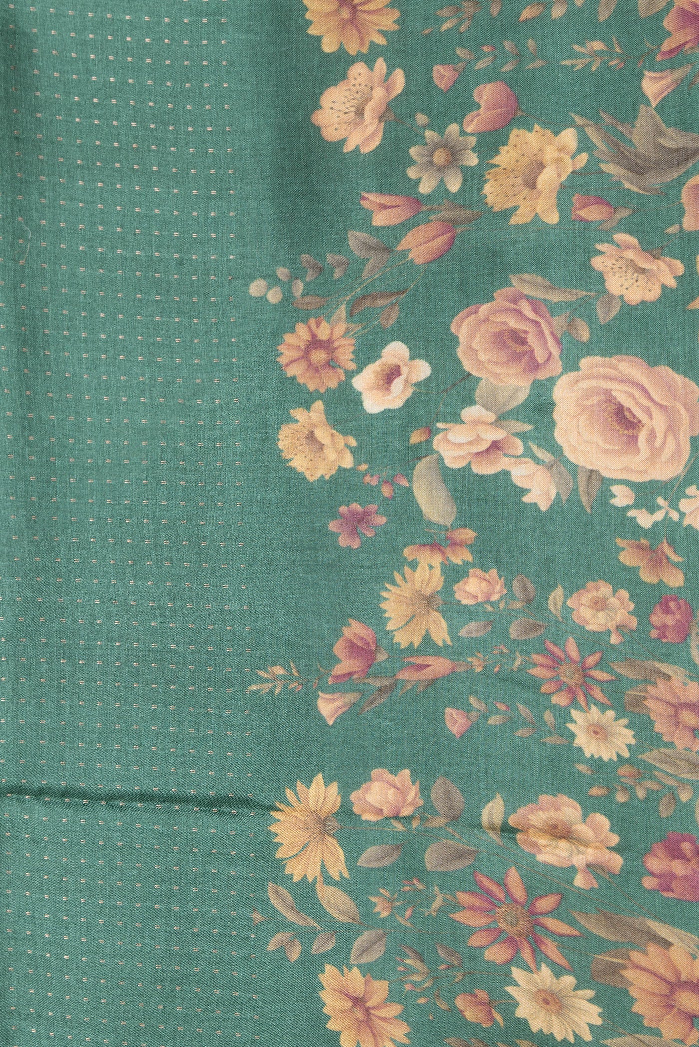 Border image of Green Dual Tone Tussar Silk Saree with Stripes on the body and Printed Border. 