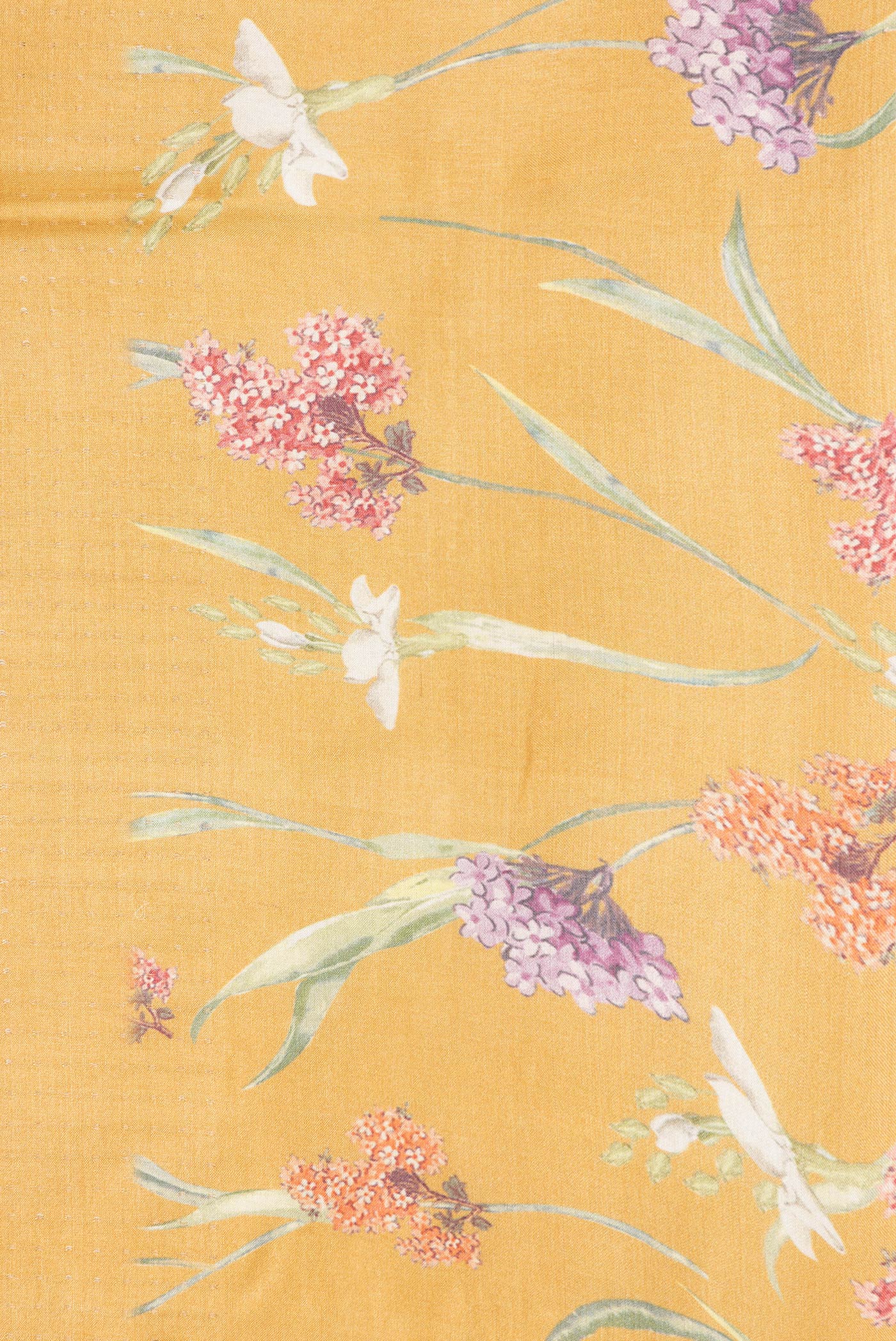 Border image of Mustard Dual Tone Tussar Silk Saree with Zari Butta on the body and Printed Border. 