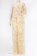 Sandal Dual Tone Mysore Chiffon Saree with Printed design on the body and Without Border.  displayed on a mannequin