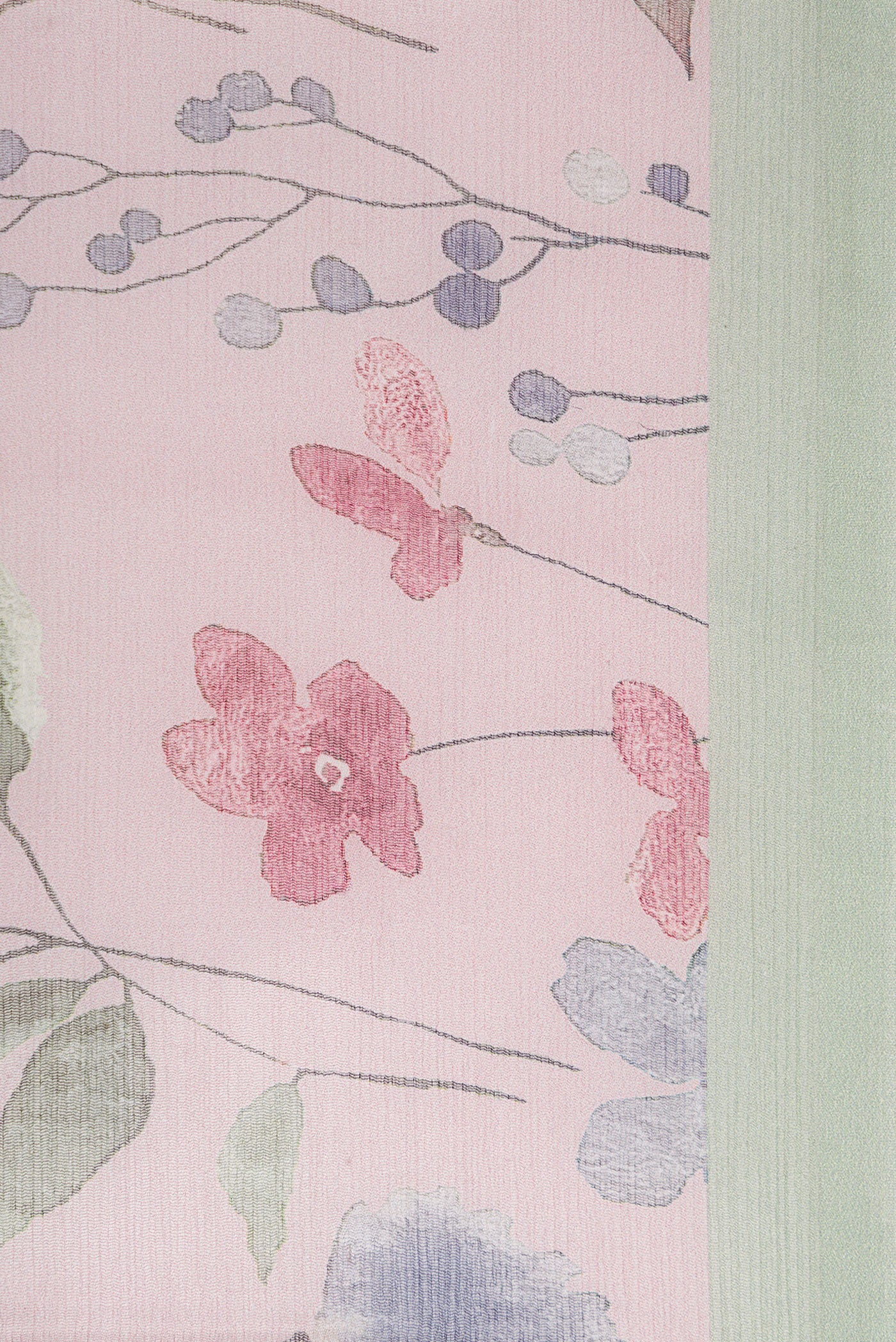 Border image of Pink Dual Tone Mysore Chiffon Saree with Printed design on the body and Plain Border. 
