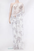 Off White Dual Tone Mysore Chiffon Saree with Printed design on the body and Plain Border.  displayed on a mannequin