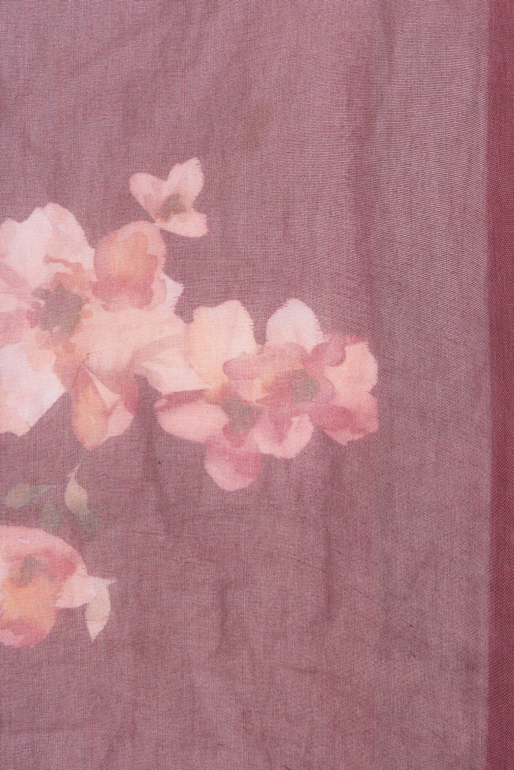 Border image of Maroon Dual Tone Organza Silk Saree with Printed design on the body and Without Border. 
