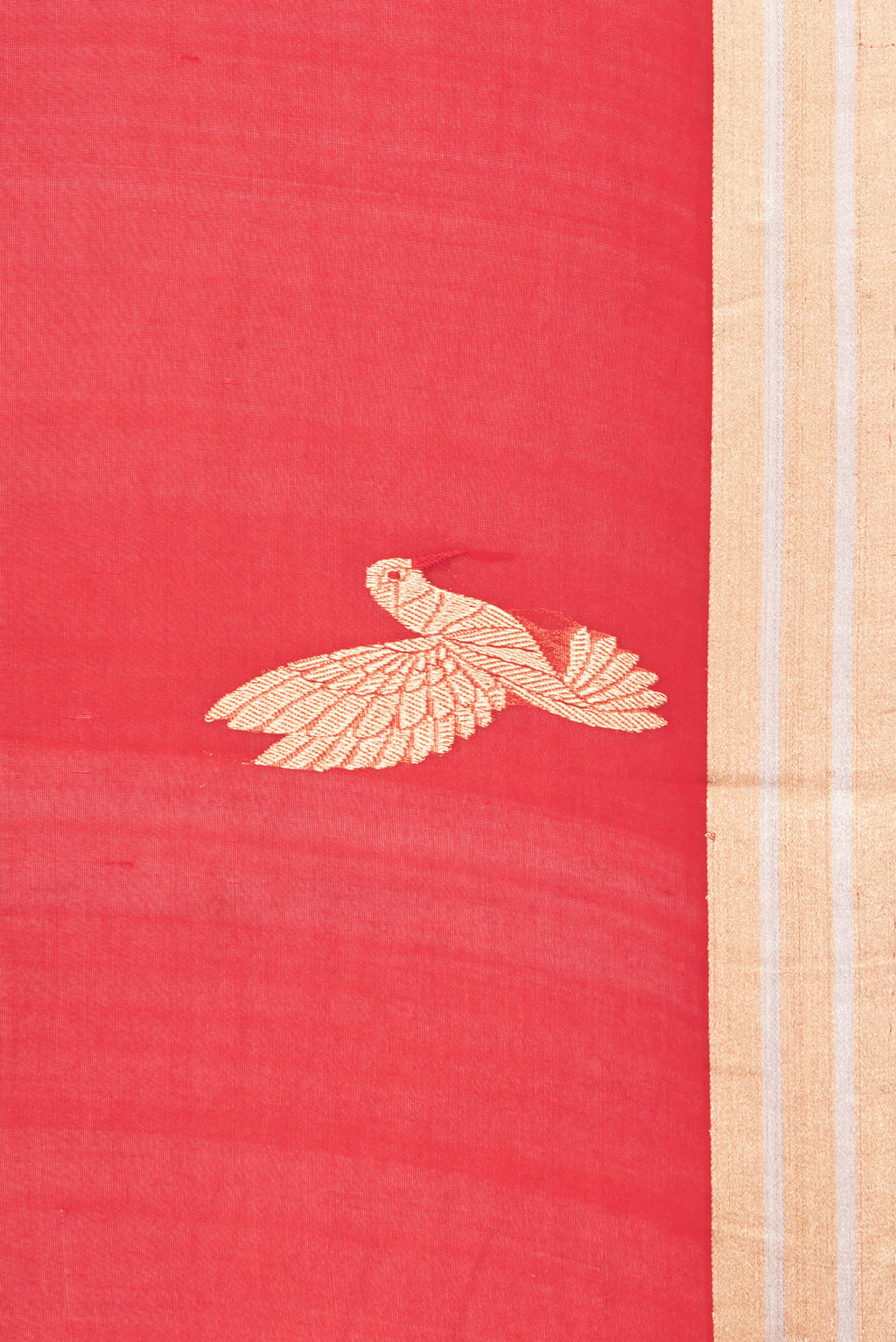 Border image of Pure Silk Red Dual Tone Tussar Saree with Zari Butta on the body and Zari Border. 