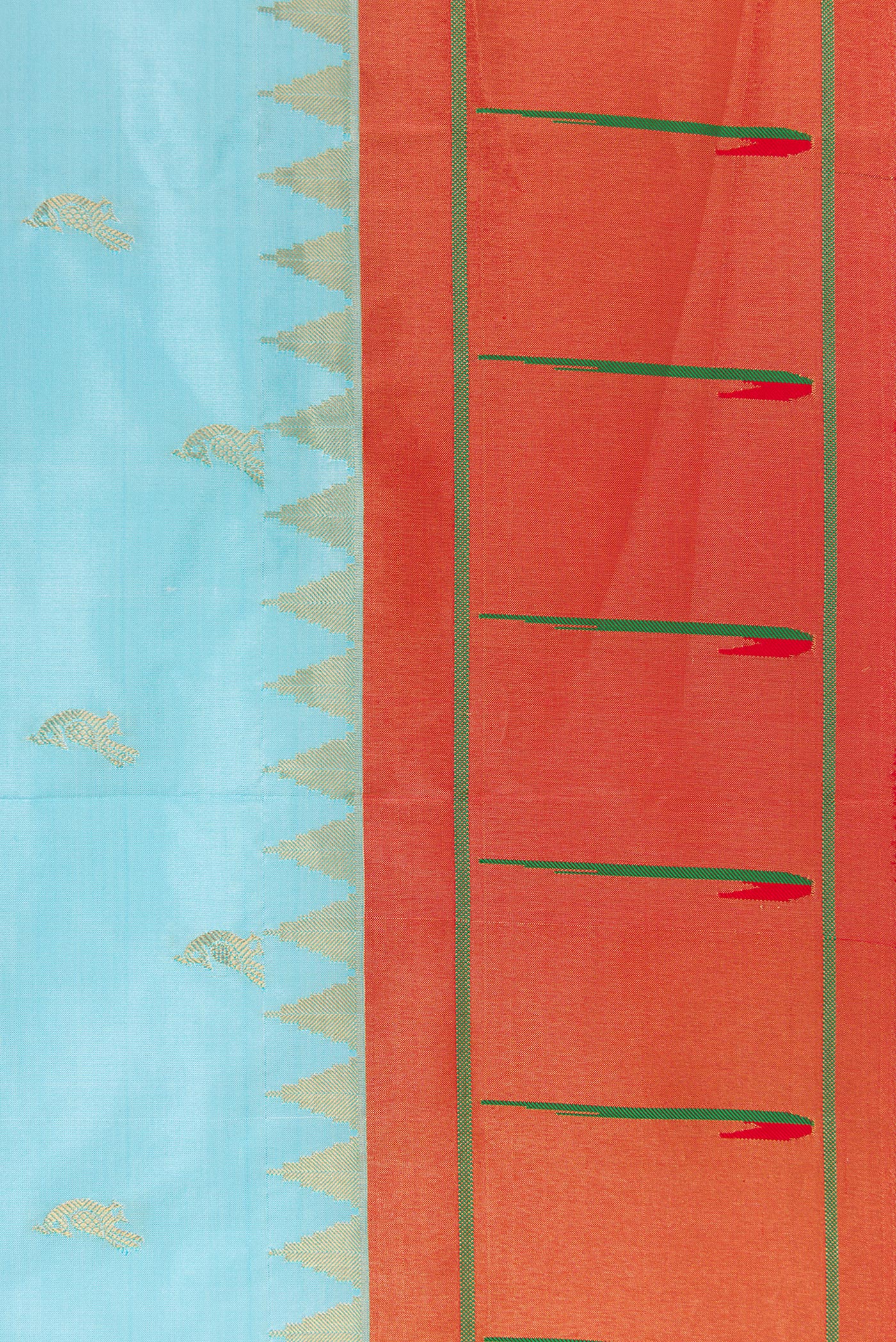 Border image of Sky Blue Dual Tone Paithani Silk Saree with Zari Butta on the body and Paithani Border. 