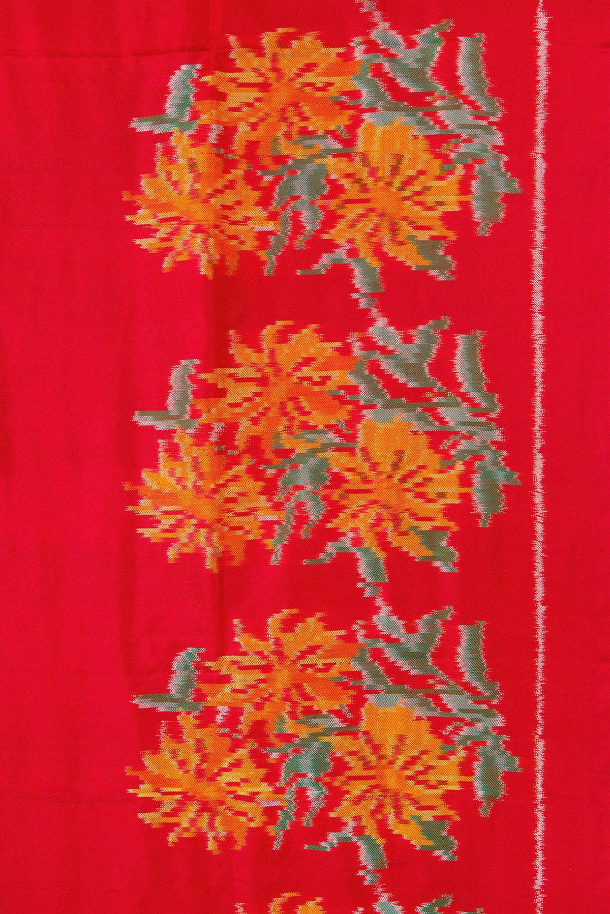 Border image of Red Dual Tone Double Ikat Saree with Plain Body and Ikat Border. 