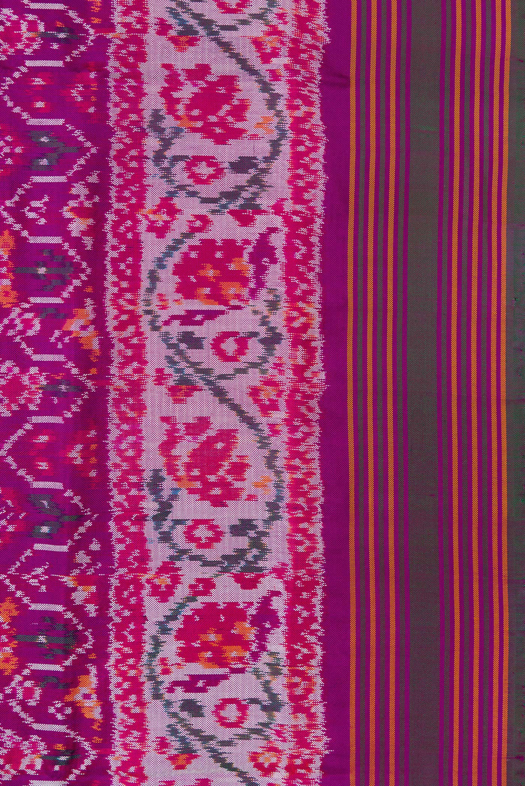Border image of Purple Dual Tone Double Ikat Saree with Ikat Print on the body and Zari Border. 