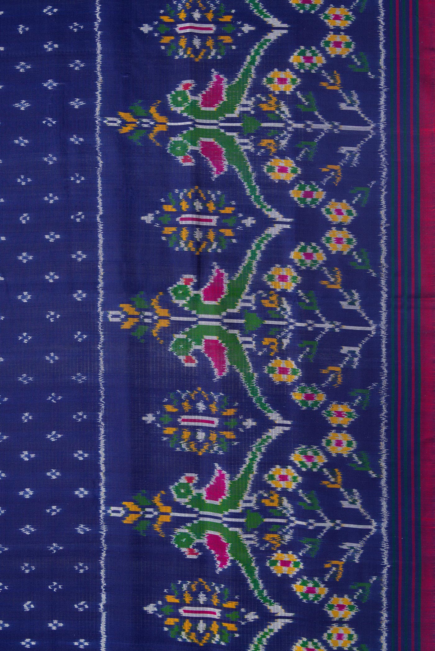 Border image of Navy Blue Dual Tone Double Ikat Saree with Ikat Print on the body and Ikat Border. 