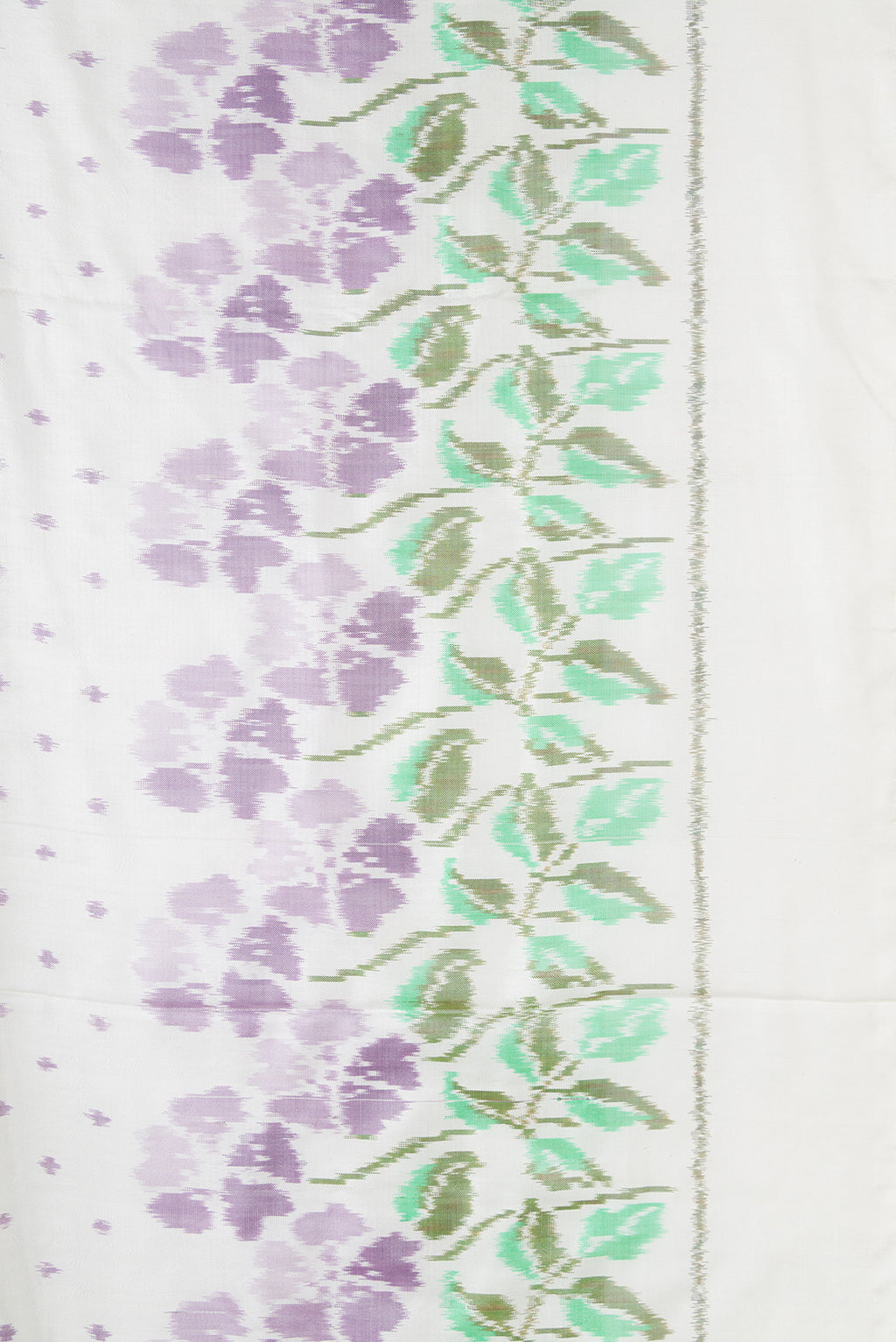 Border image of Off White Dual Tone Double Ikat Saree with Ikat Print on the body and Ikat Border. 