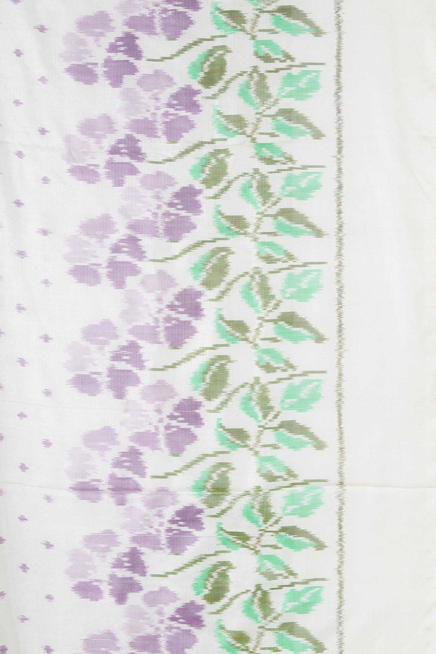 Border image of Off White Dual Tone Double Ikat Saree with Ikat Print on the body and Ikat Border. 