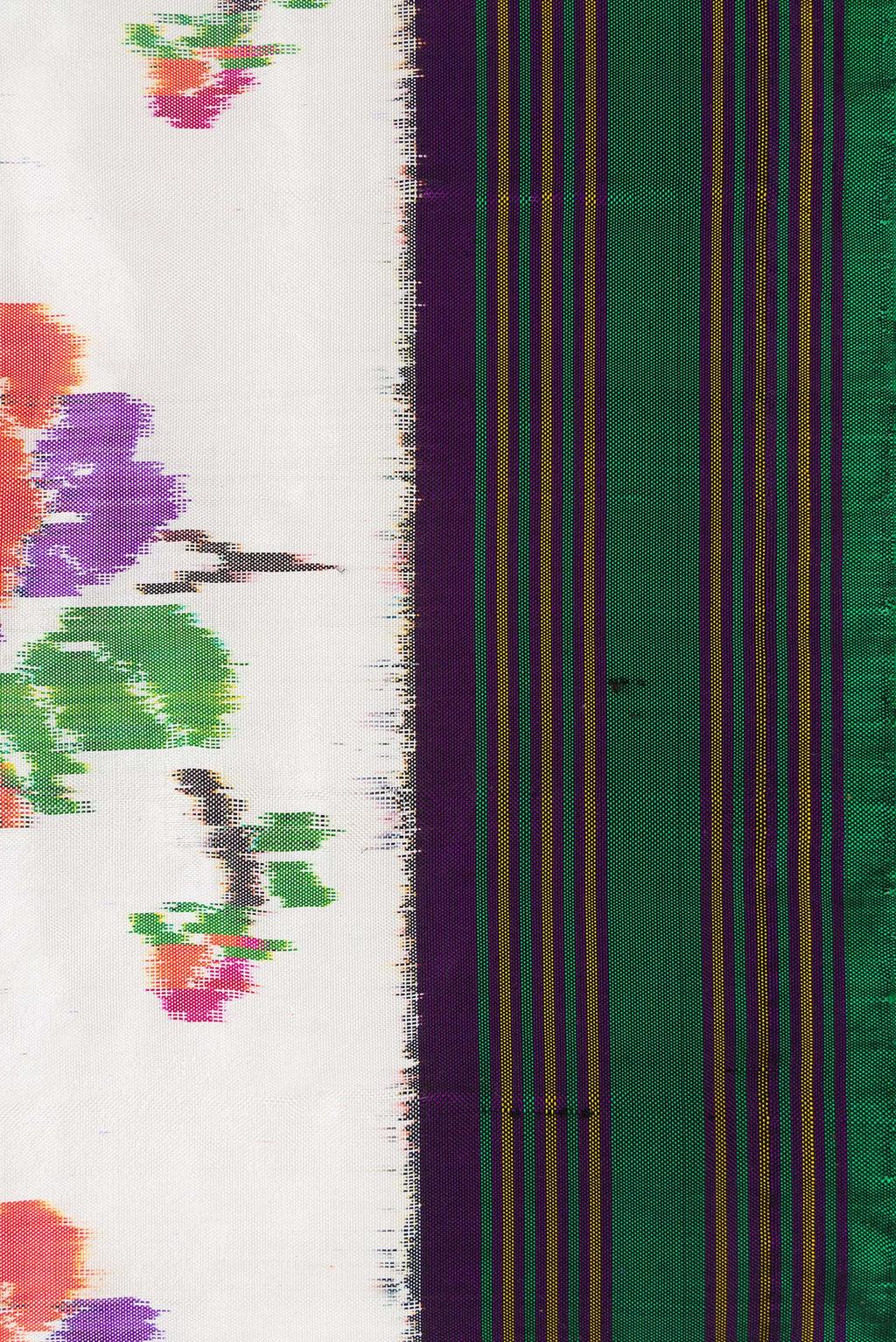 Border image of Off White Dual Tone Double Ikat Saree with Ikat Print on the body and Zari Border. 