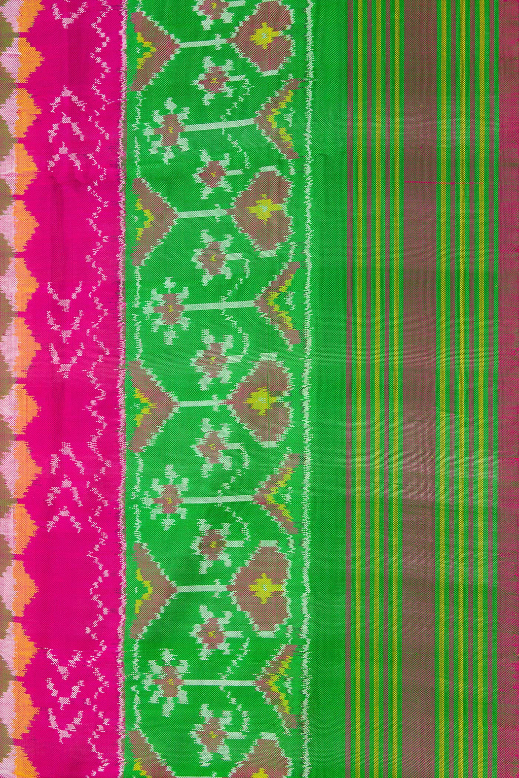 Border image of Pink Dual Tone Double Ikat Saree with Ikat Print on the body and Ikat Border. 