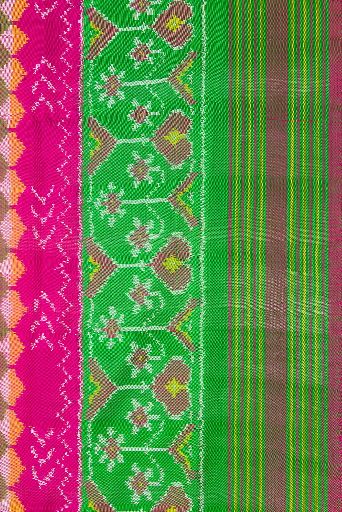 Border image of Pink Dual Tone Double Ikat Saree with Ikat Print on the body and Ikat Border. 
