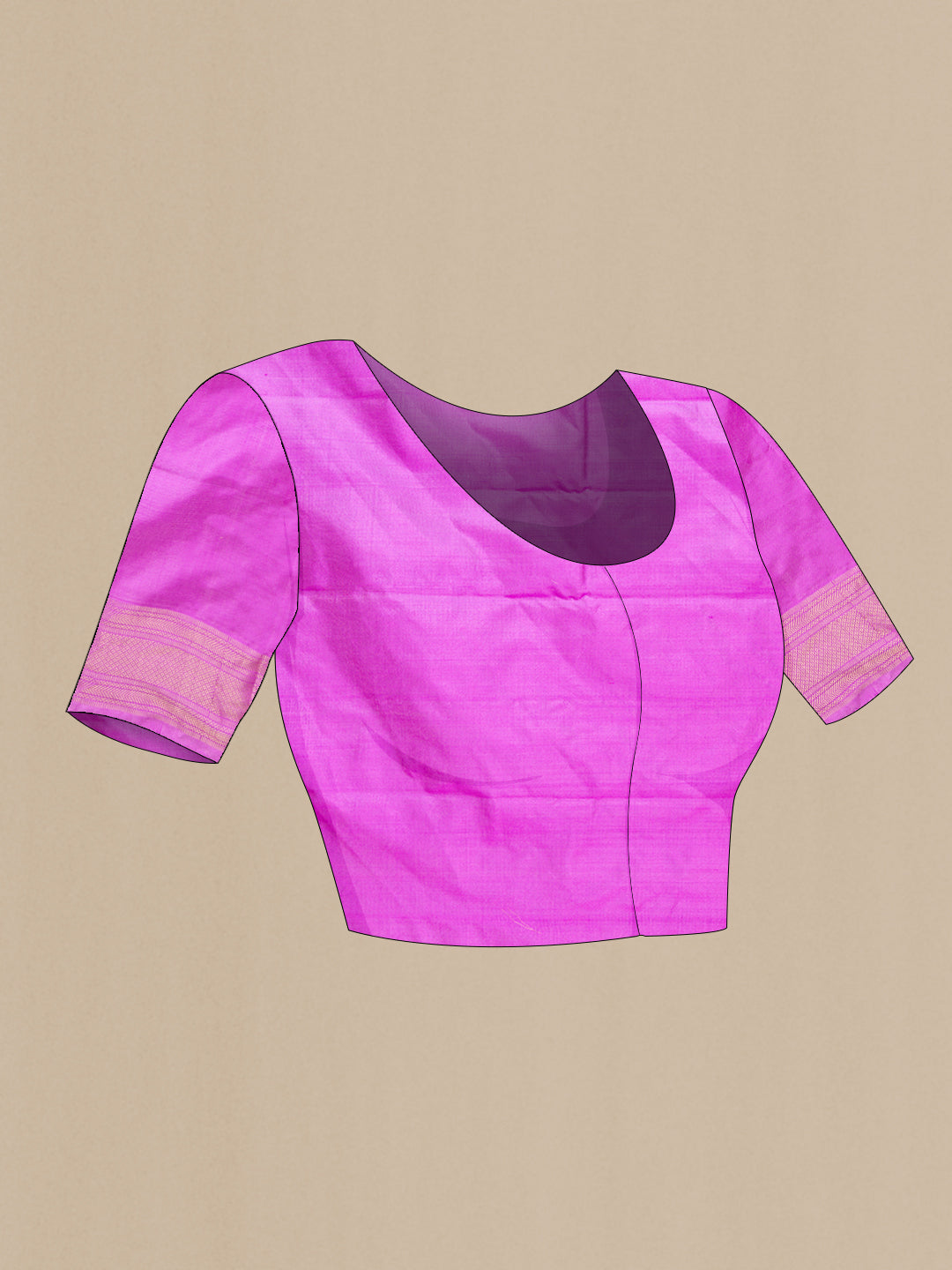Close up image of the blouse of Pink Dual Tone Double Ikat Saree with Ikat Print on the body and Ikat Border. 
