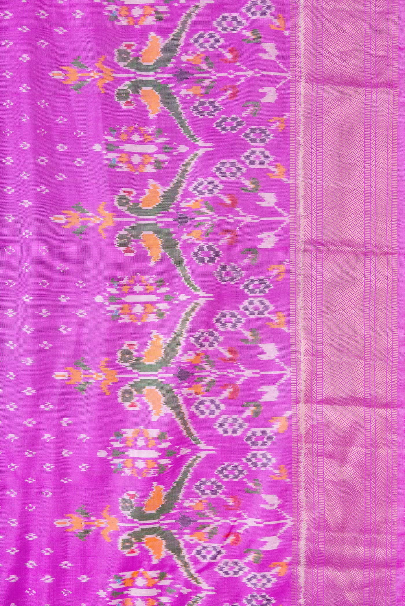 Border image of Pink Dual Tone Double Ikat Saree with Ikat Print on the body and Ikat Border. 